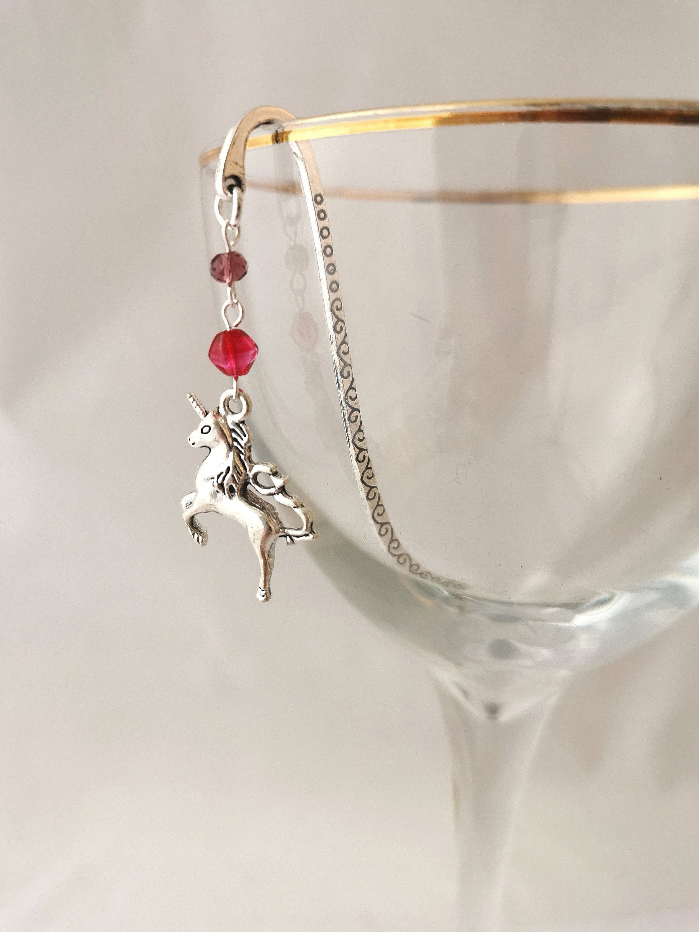 Unicorn bookmark. Pink and silver unicorn bookmark