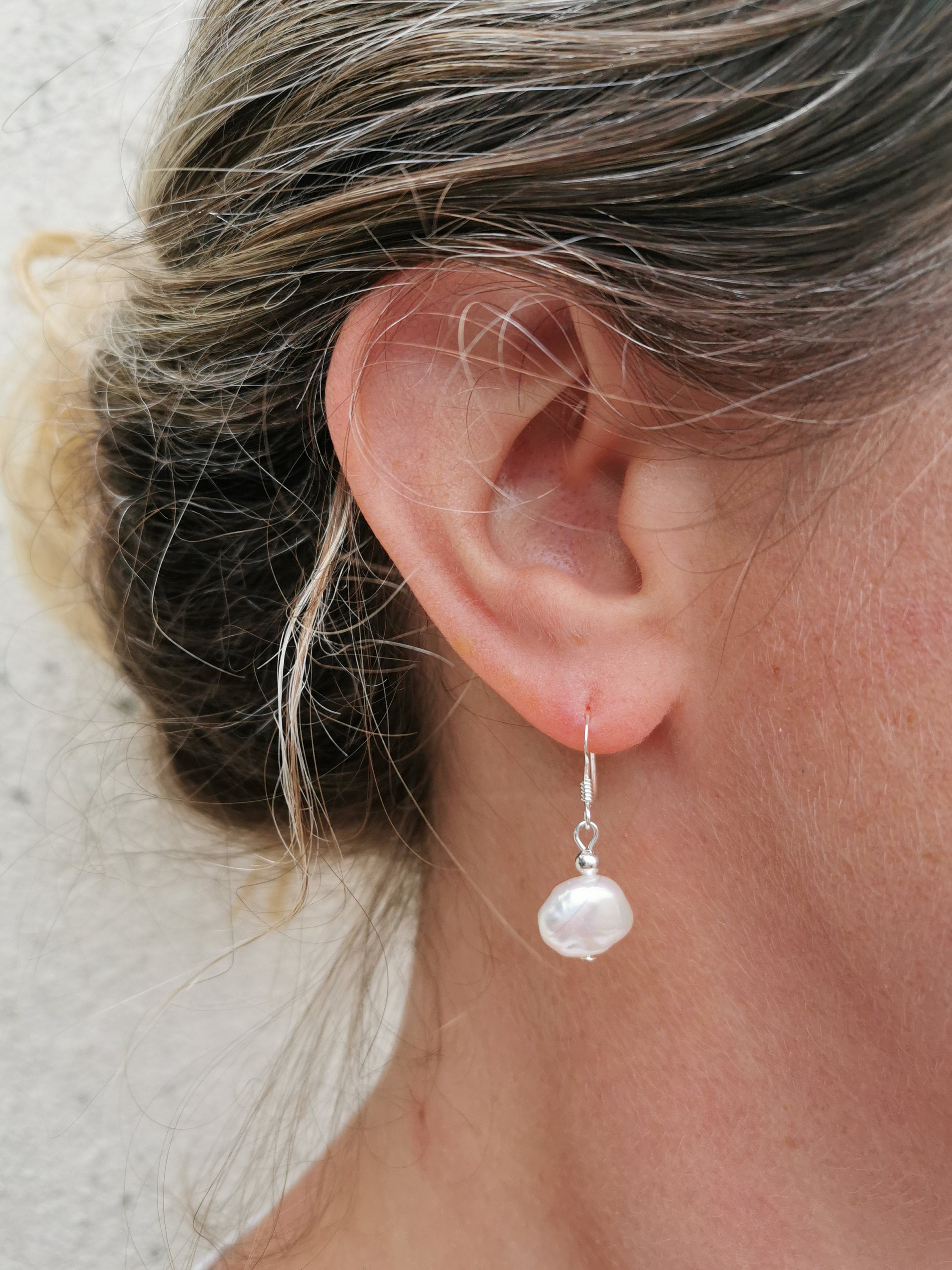 Large baroque freshwater pearl drop earrings on sterling silver hooks   Miss Beaujangles