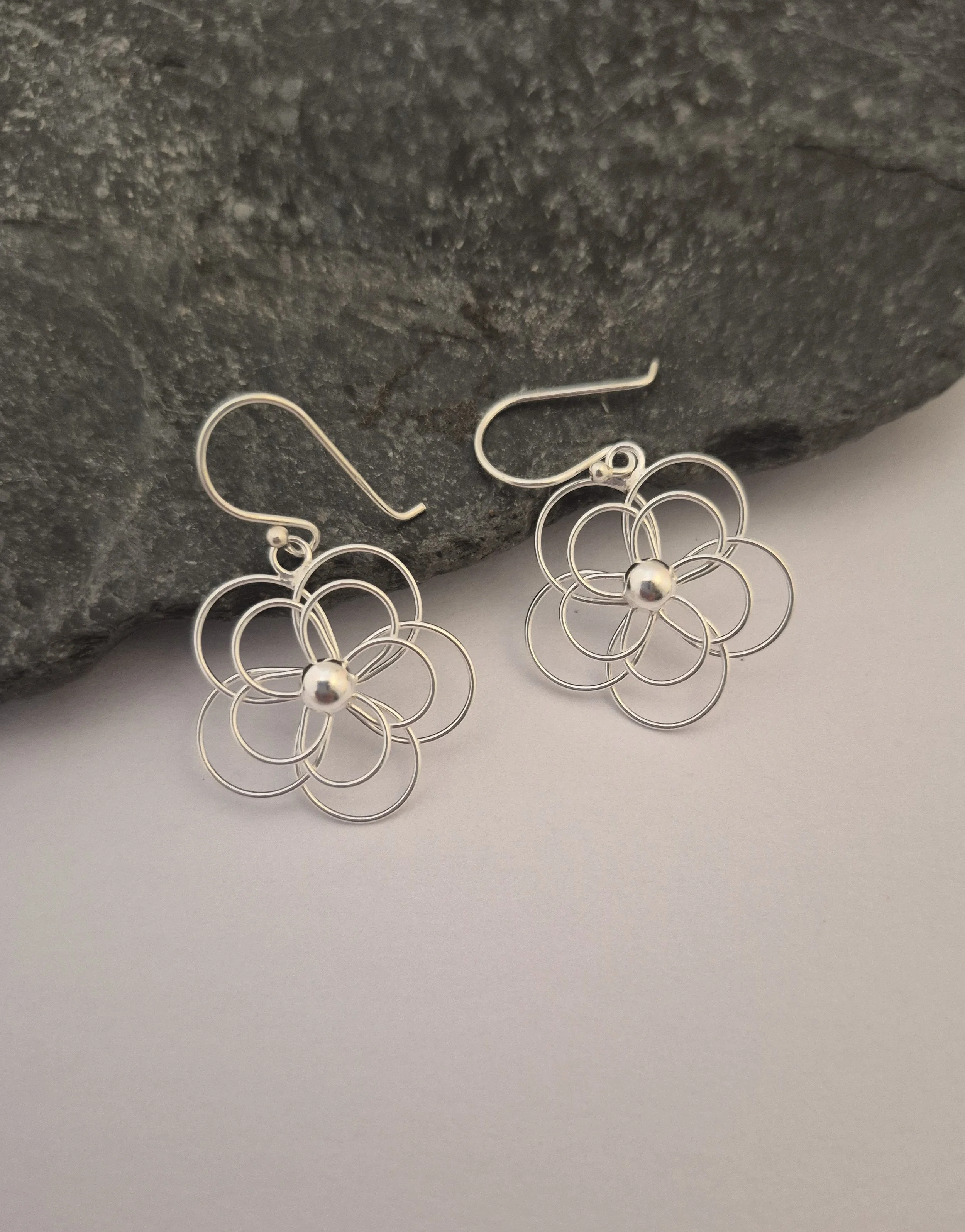 Sterling silver open flower earrings