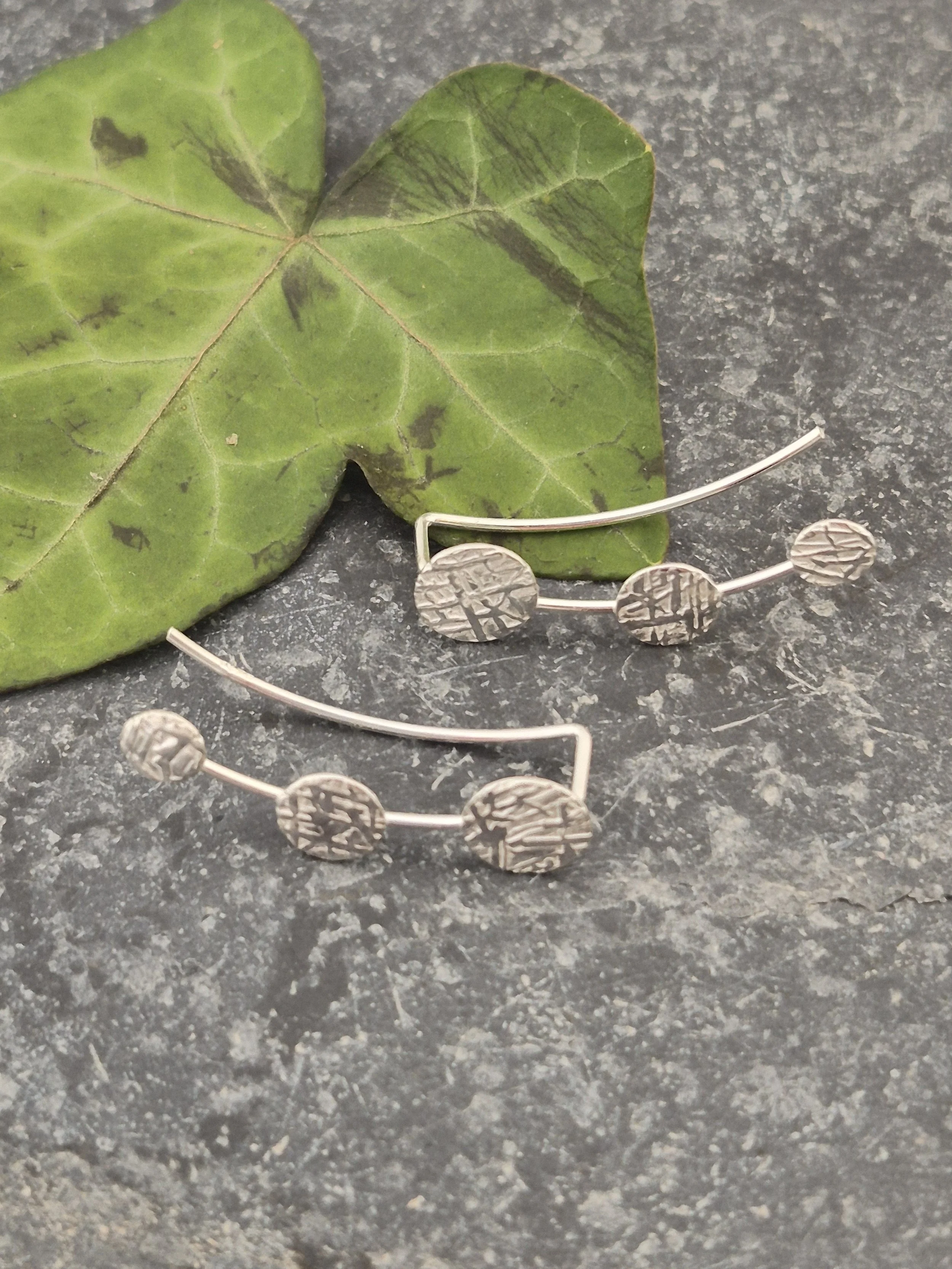 Sterling silver triple dot ear crawlers