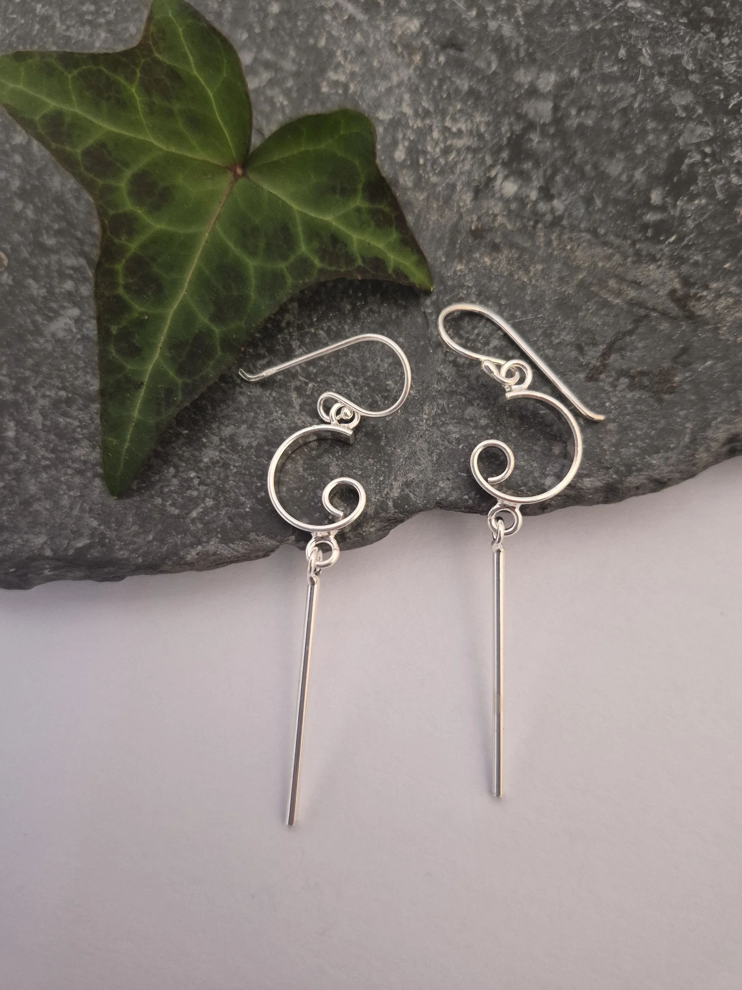 Swirly design sterling silver earrings