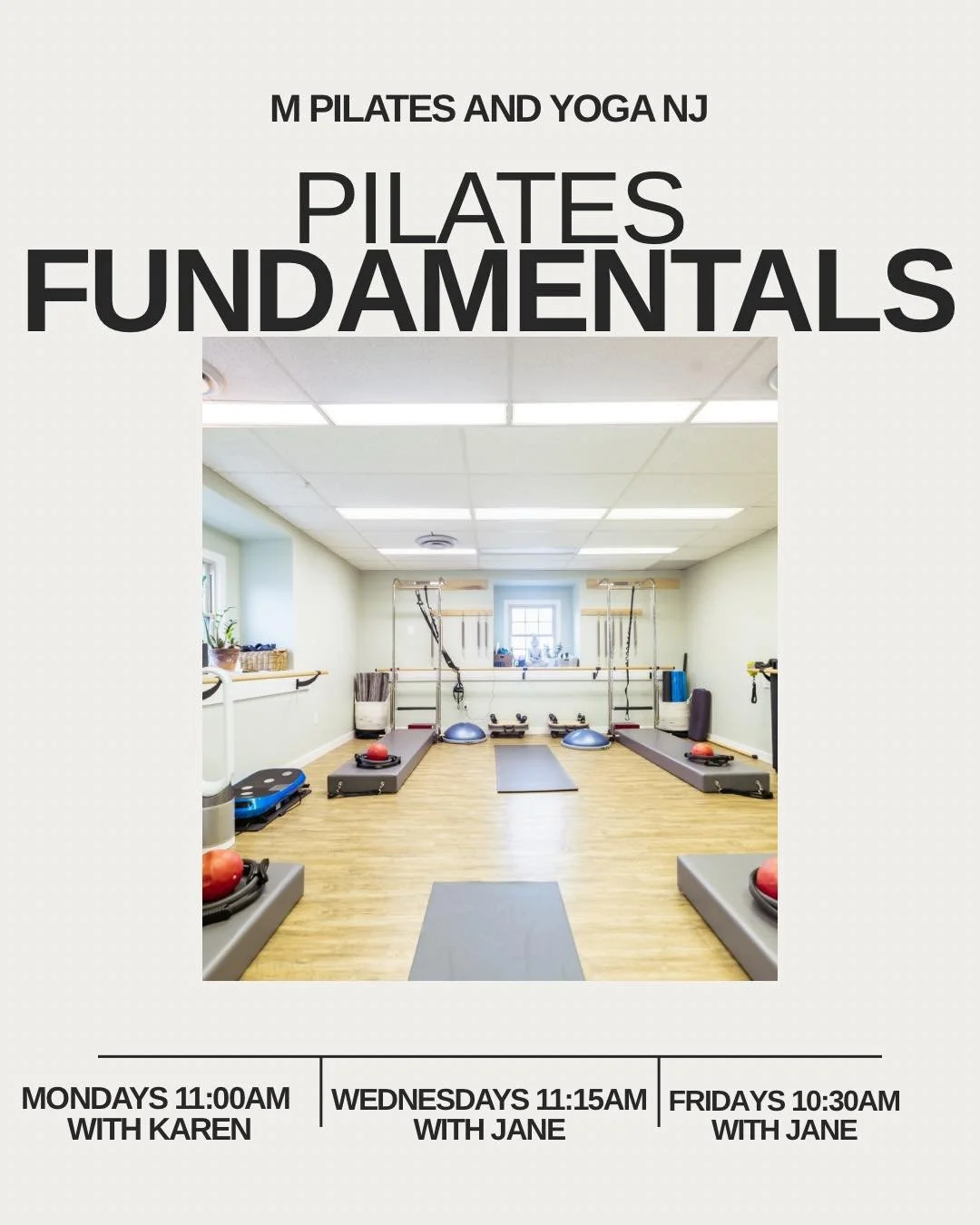 Find Your Core Strength with Pilates Fundamentals Apparatus Class
Build balance, flexibility, and control with guided instruction on the Reformer, Cadillac, and Chair. Perfect for beginners or anyone looking to refine their technique.
🗓 Class Times: