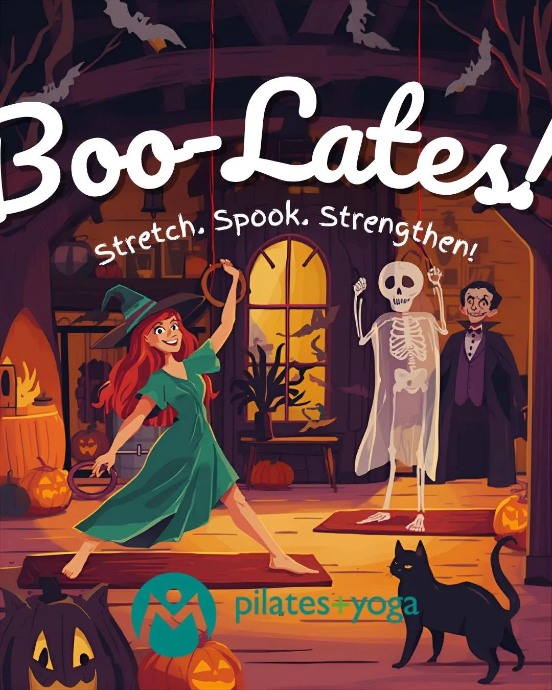 Spooky Stretch Alert! 🎃🧘&zwj;♀️
Even ghosts, witches, and skeletons need a good core workout! 👻🧙&zwj;♀️💀💪
Join our Pilates classes and keep your spine boo-tifully aligned.

🧡 No tricks&mdash;just mindful movement!
#HalloweenPilates #MPilatesAn