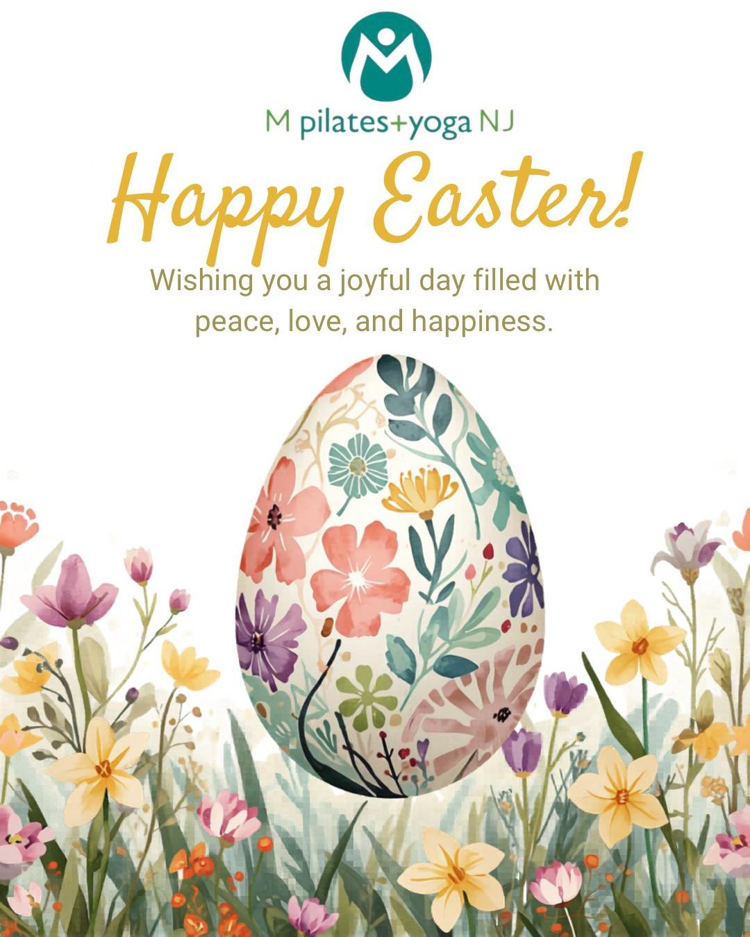 Wishing you a joyful and peaceful Easter filled with renewal, gratitude, and sunshine. 🌸🐣 
From all of us at M Pilates and Yoga NJ, may your day be full of balance, light, and love. 💛✨ 
#mpilatesandyoganj #pilatesandyoga #mpytribe #pilatesstudio #