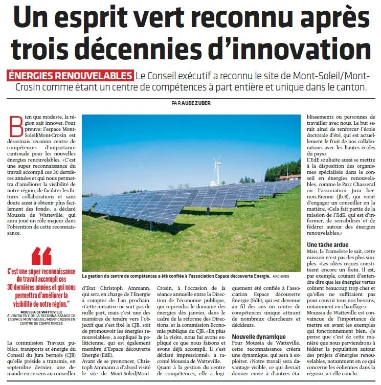 EdE reconnu centre de compétences d'importance cantonale