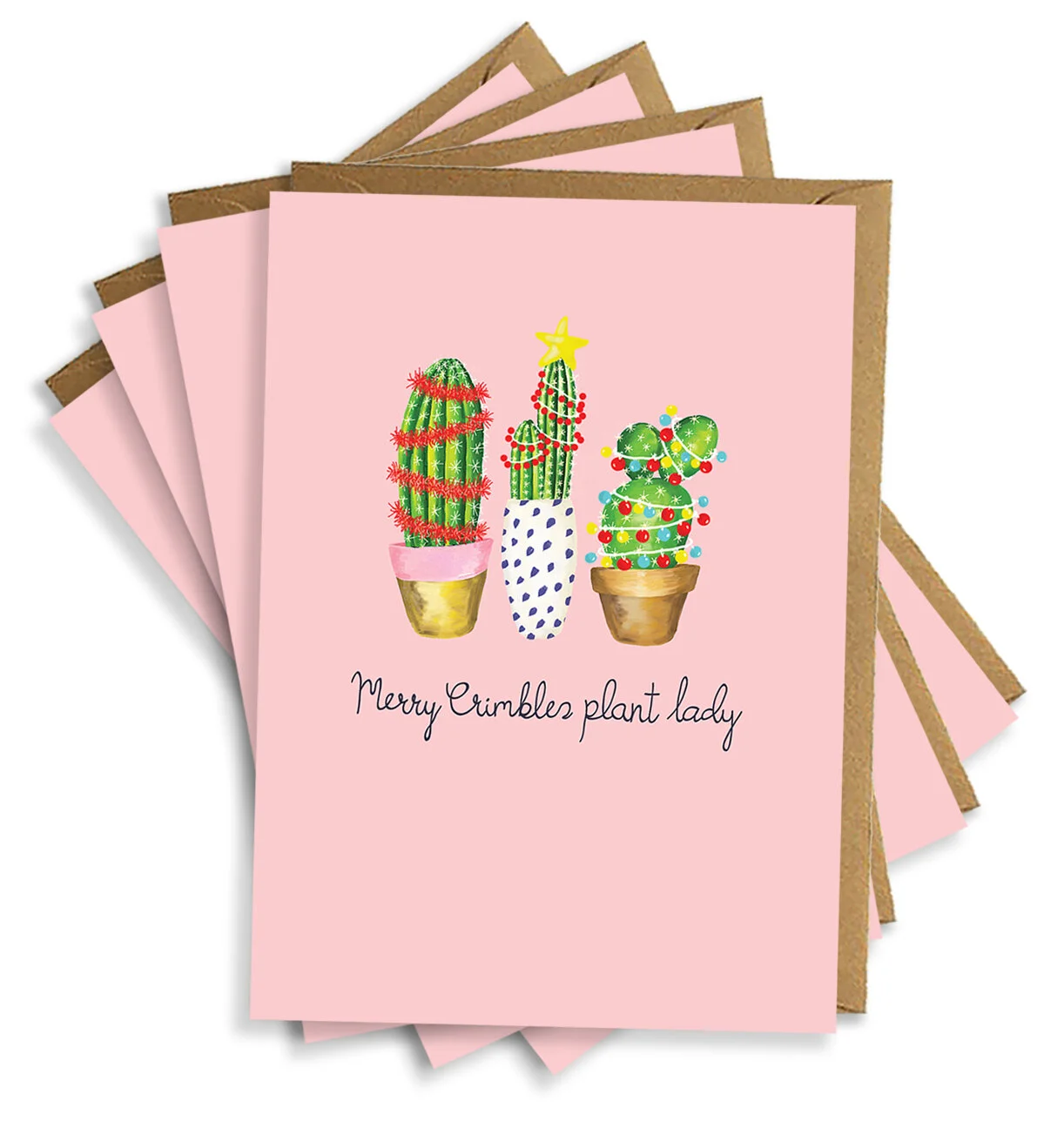 Pack of 8 Cute plant lady christmas card pack.jpg