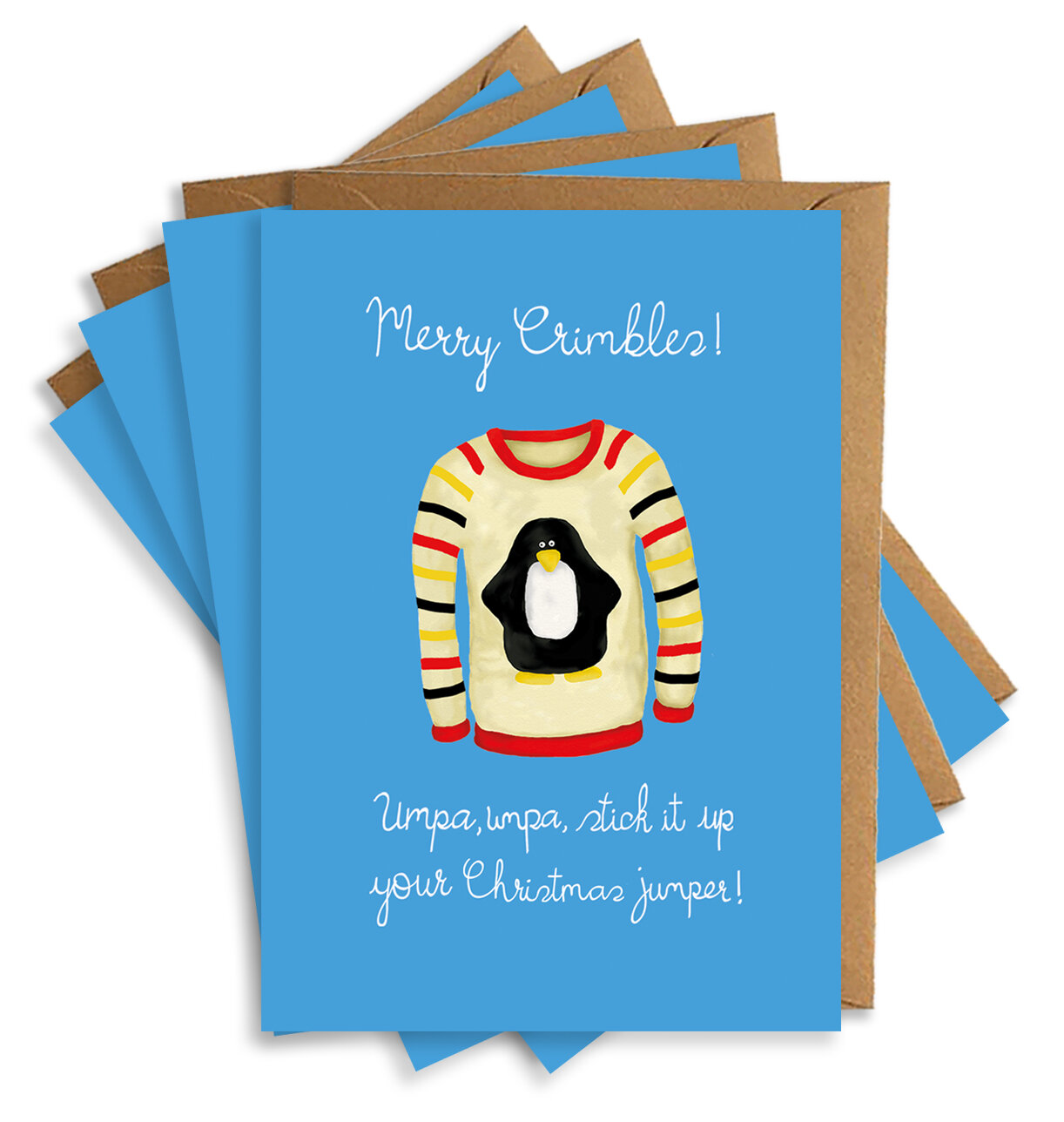 Christmas Card Bundle of 4, 8 or 12, Funny Christmas Jumper Xmas Card
