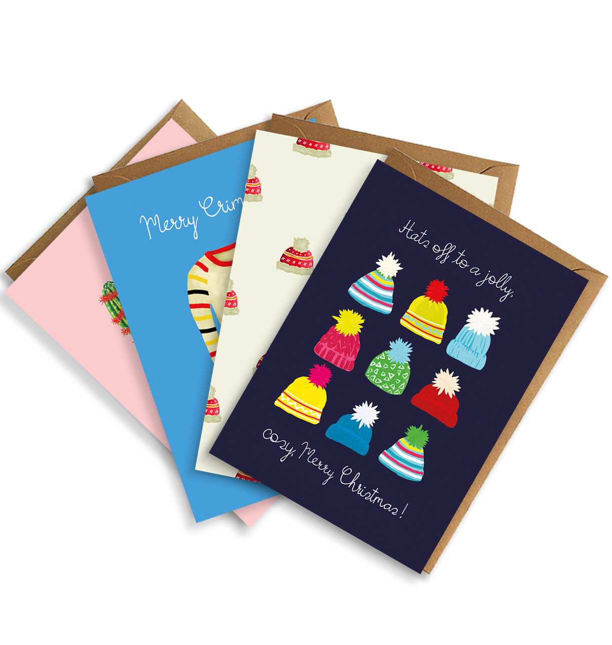 Christmas Card Bundle of 4, 8 or 12 Cute Xmas Cards