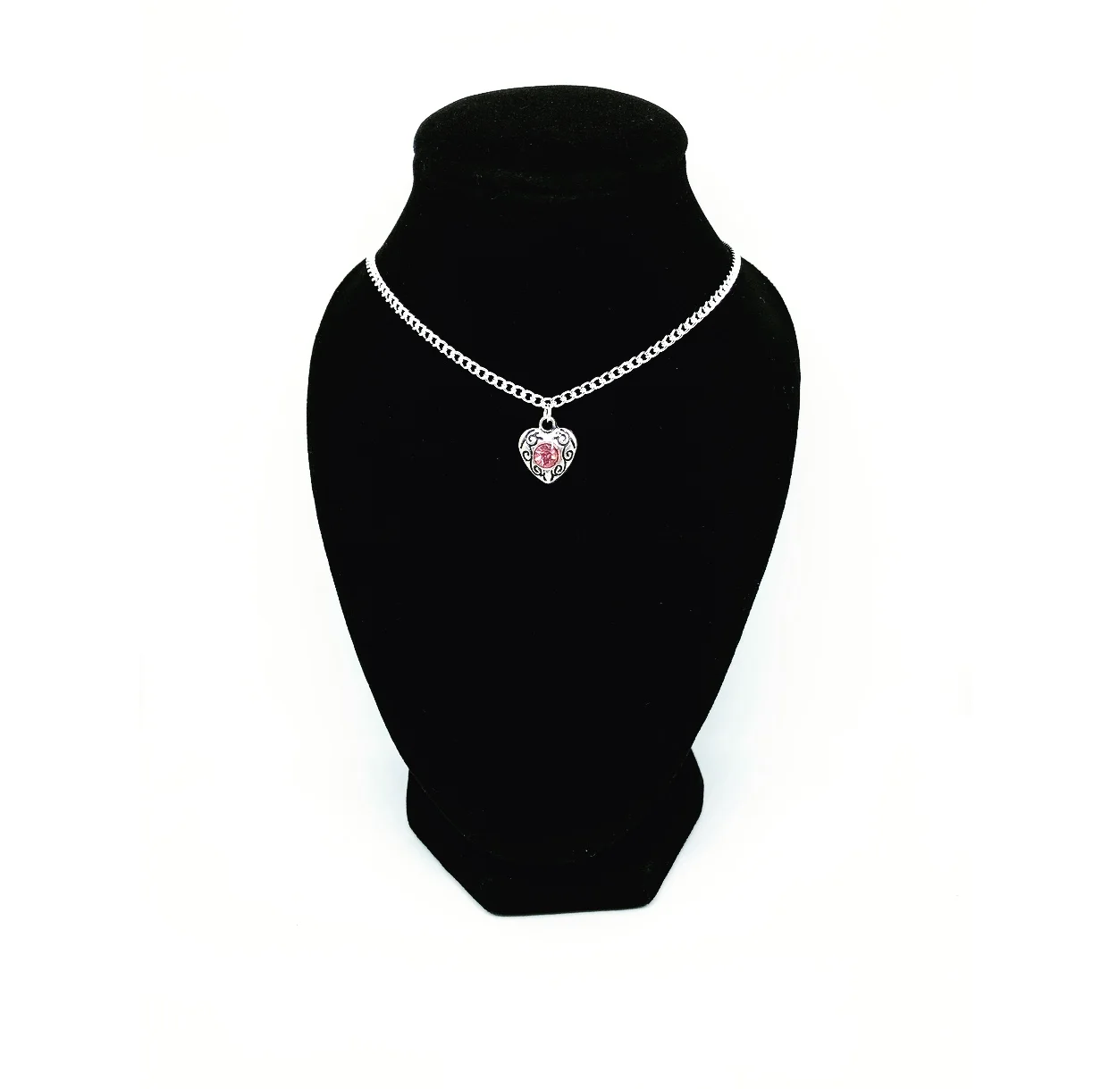 October Pink Heart Rhinestone