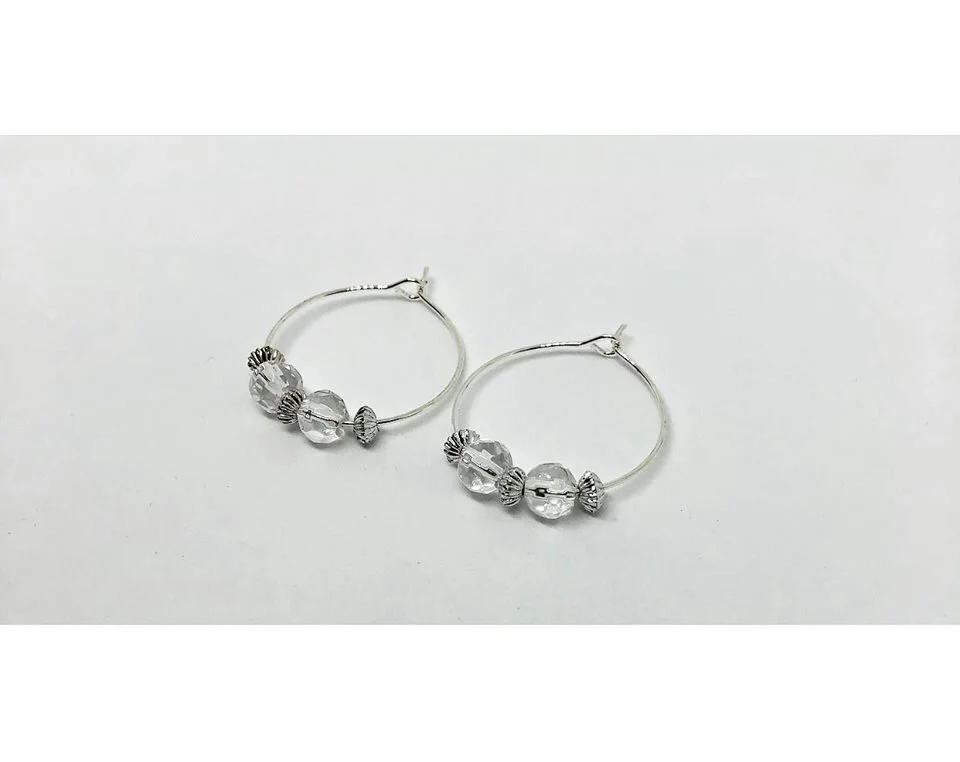 White Crystal and Spacer Hoops