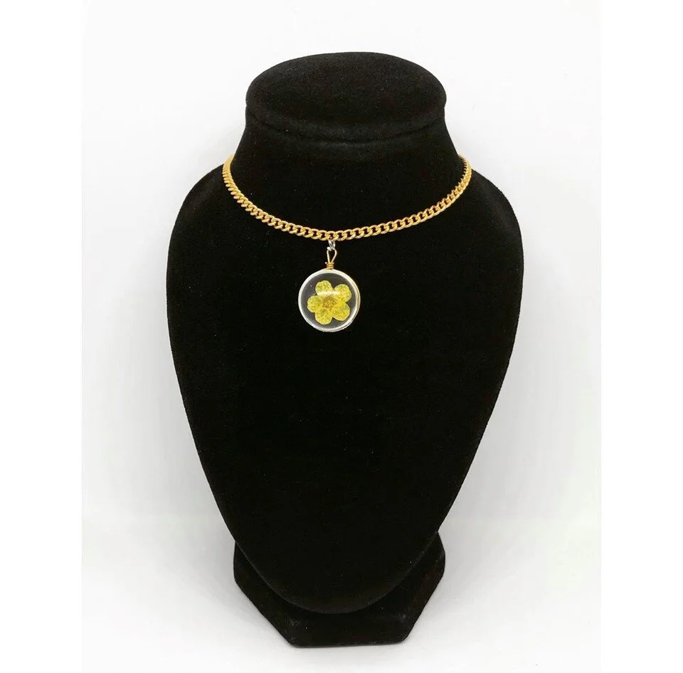 Glass Pressed Yellow Flower