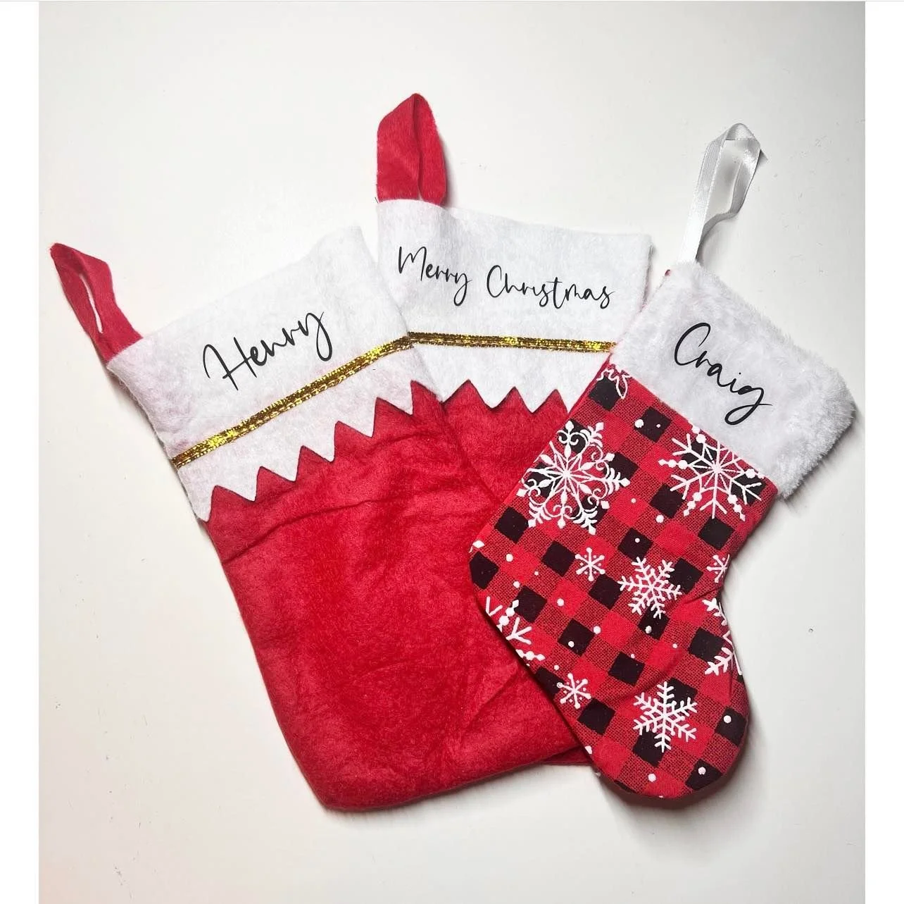 Christmas Stockings, Personalised & Merry Christmas Red and Black Check.jpg