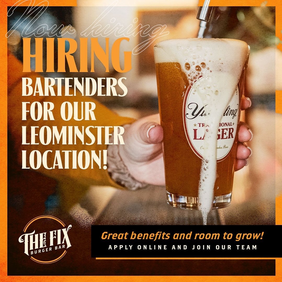 📣 Now hiring bartenders for our Leominster location. If you thrive in a fast-paced, lively, and fun environment, we want YOU on our team!⁠
⁠
Niche Hospitality Group offers competitive wages, awesome benefits, and plenty of room to grow within the co