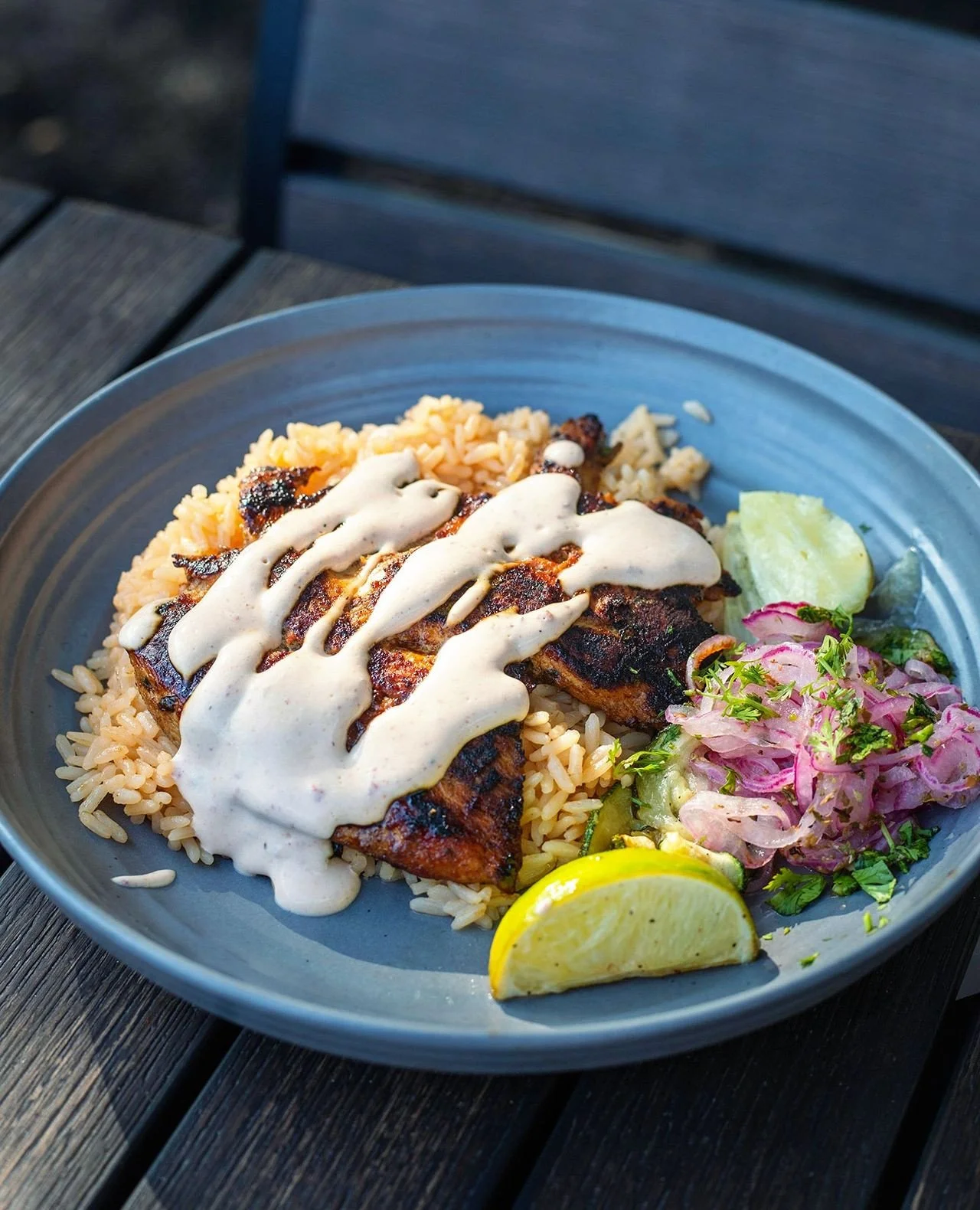 The Chili Power Bowl 🌶️💪 Grilled chili-lime chicken, seasoned rice, black bean salad, fresh chopped veggies, chipotle crema dressing⁠
⁠
Now in Marlborough!