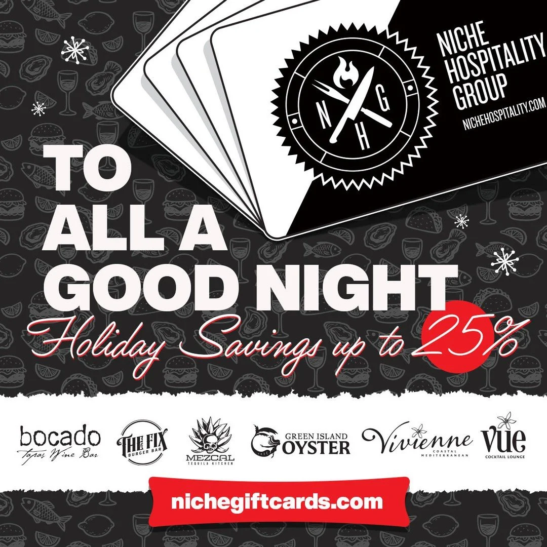 Gift-Giving Made Easy: Bundle and Save Up to 25% on Niche Hospitality Gift Cards!⁠ ⁠
⁠
This special offer is available online NOW and in-store starting on Black Friday:⁠
⁠
🎁 (4) $25 Gift Cards for $80 (Save $20)⁠
⁠🎁 (8) $25 Gift Cards for $150 (Sav