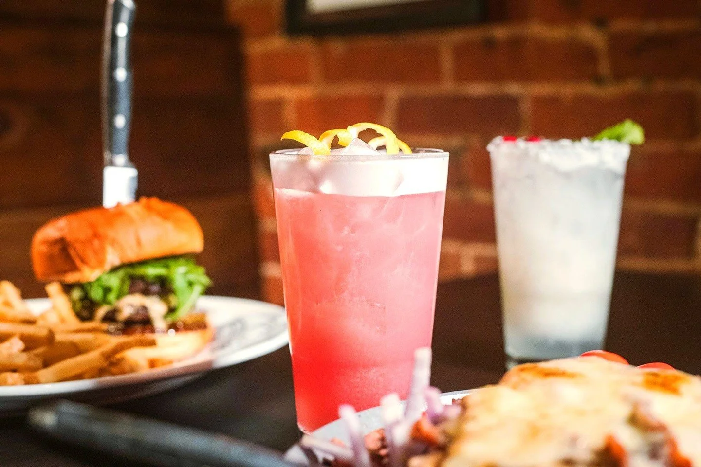 Currently bringing us joy: Winter cocktails and new chef specials!⁠
⁠
Festive Fizz⁠
Citrus Infused Gin, Pama Liqueur, Lemon Juice, Simple Syrup, Pomegranate Juice, Egg White, Topped with Soda Water⁠
⁠
The Countdown⁠
Bacardi Lime Rum, Coco Lopez, Lime