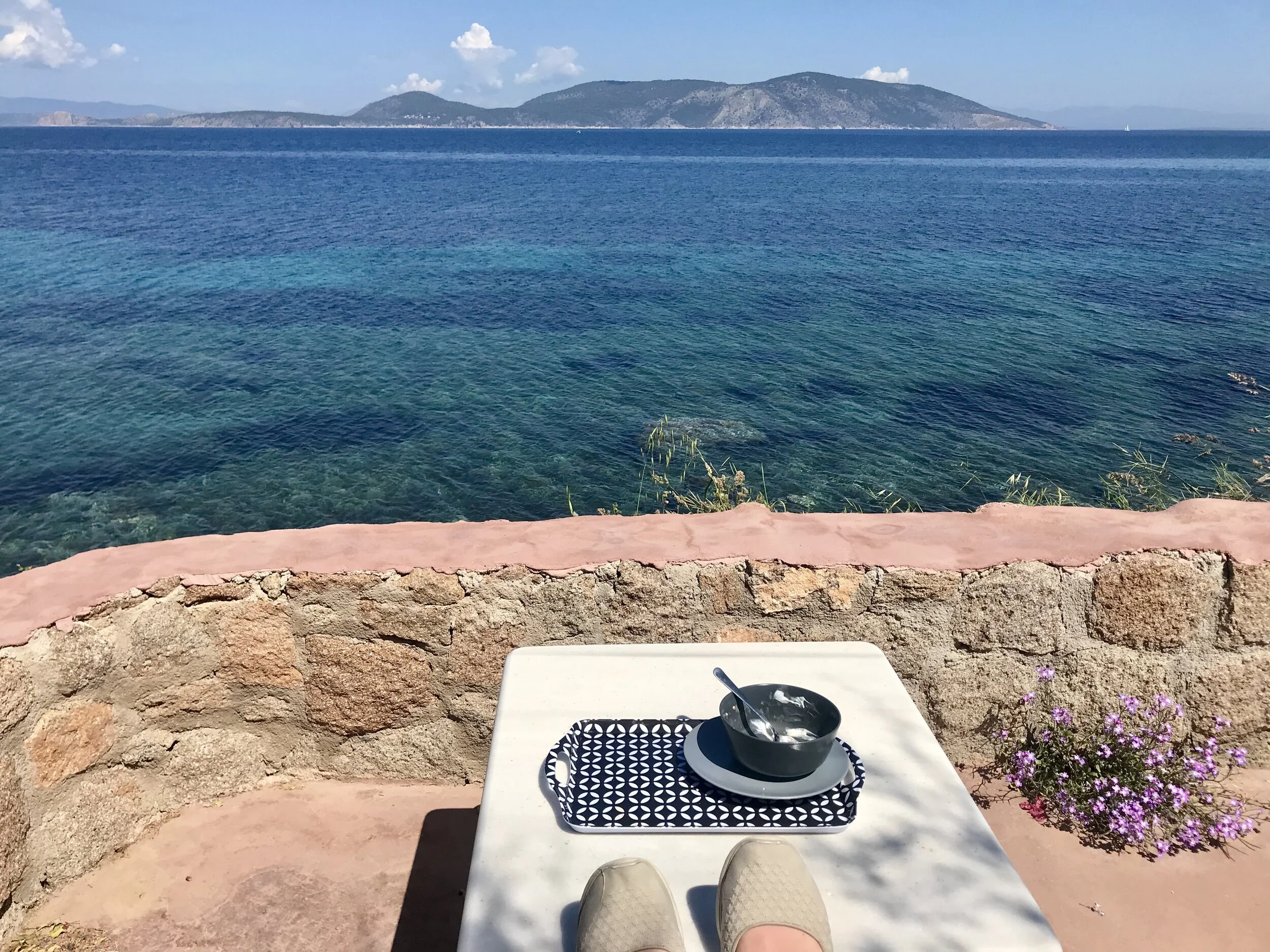 My breakfast spot at Limnisa, Peloponnese Peninsula, Greece