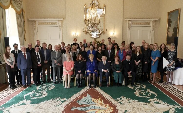 Meeting President Higgins and Sabina Higgins at Áras an Uachtaráin with the Irish Writers Centre and Irish PEN