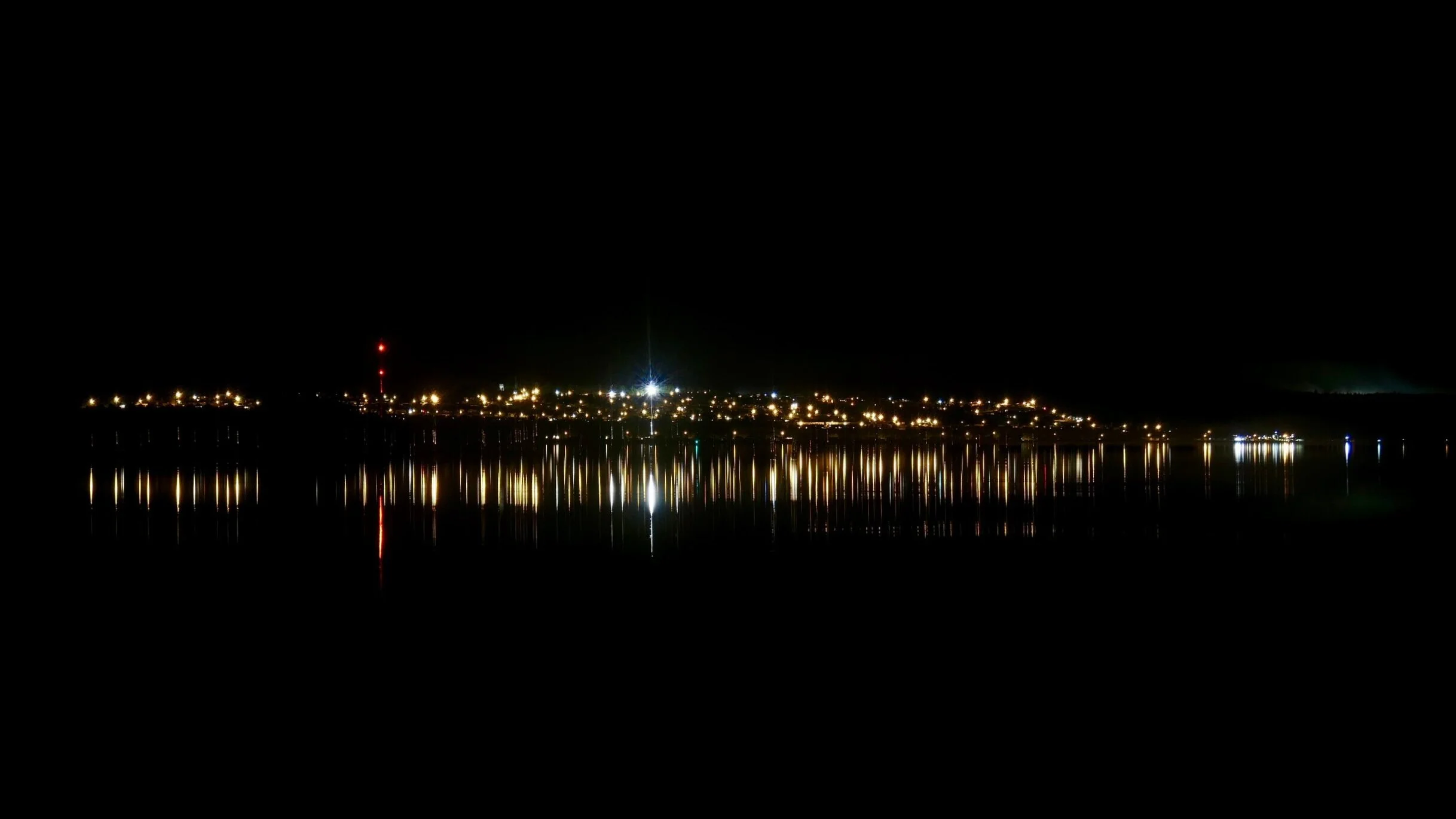 Night lights of Port McNeill, taken from Malcolm Island, Vancouver