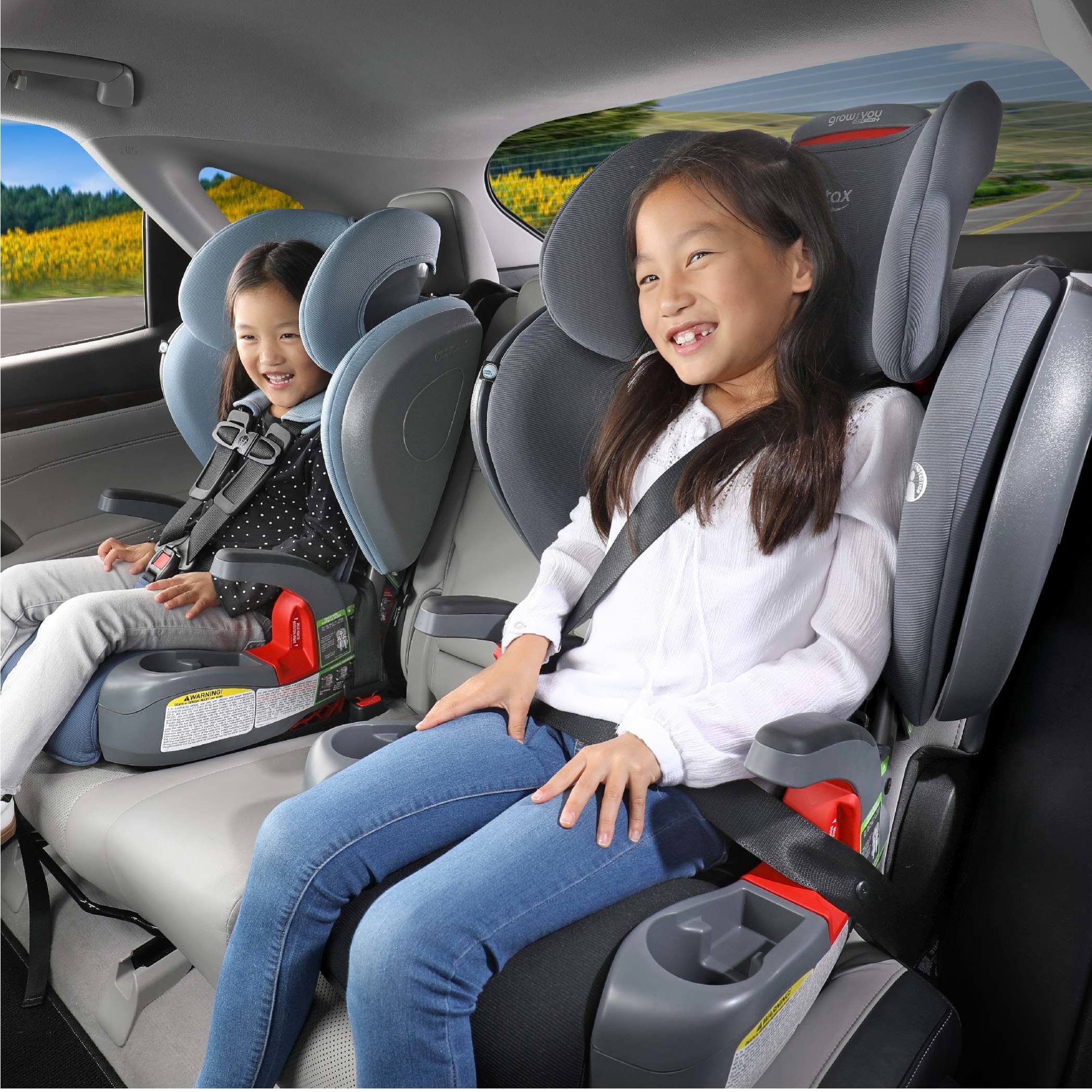Lifestyle of children sitting in car seat with Naturally Flame-Retardant Material  (Copy)