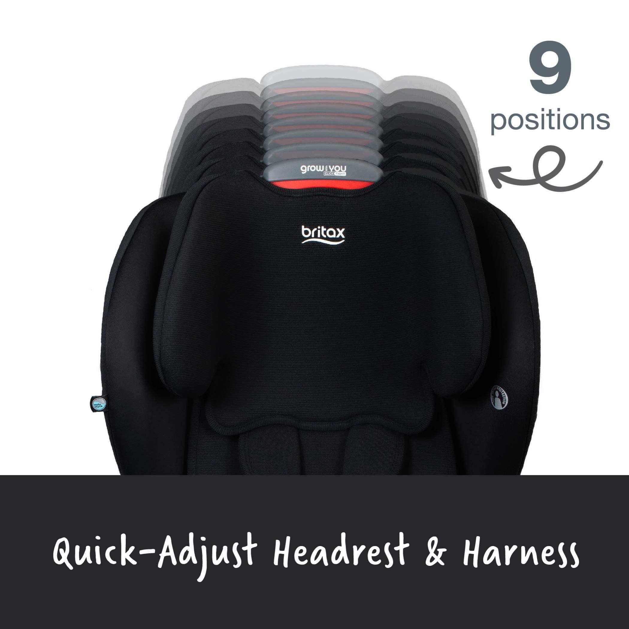 9 Position Quick-Adjust headrest on Black Contour