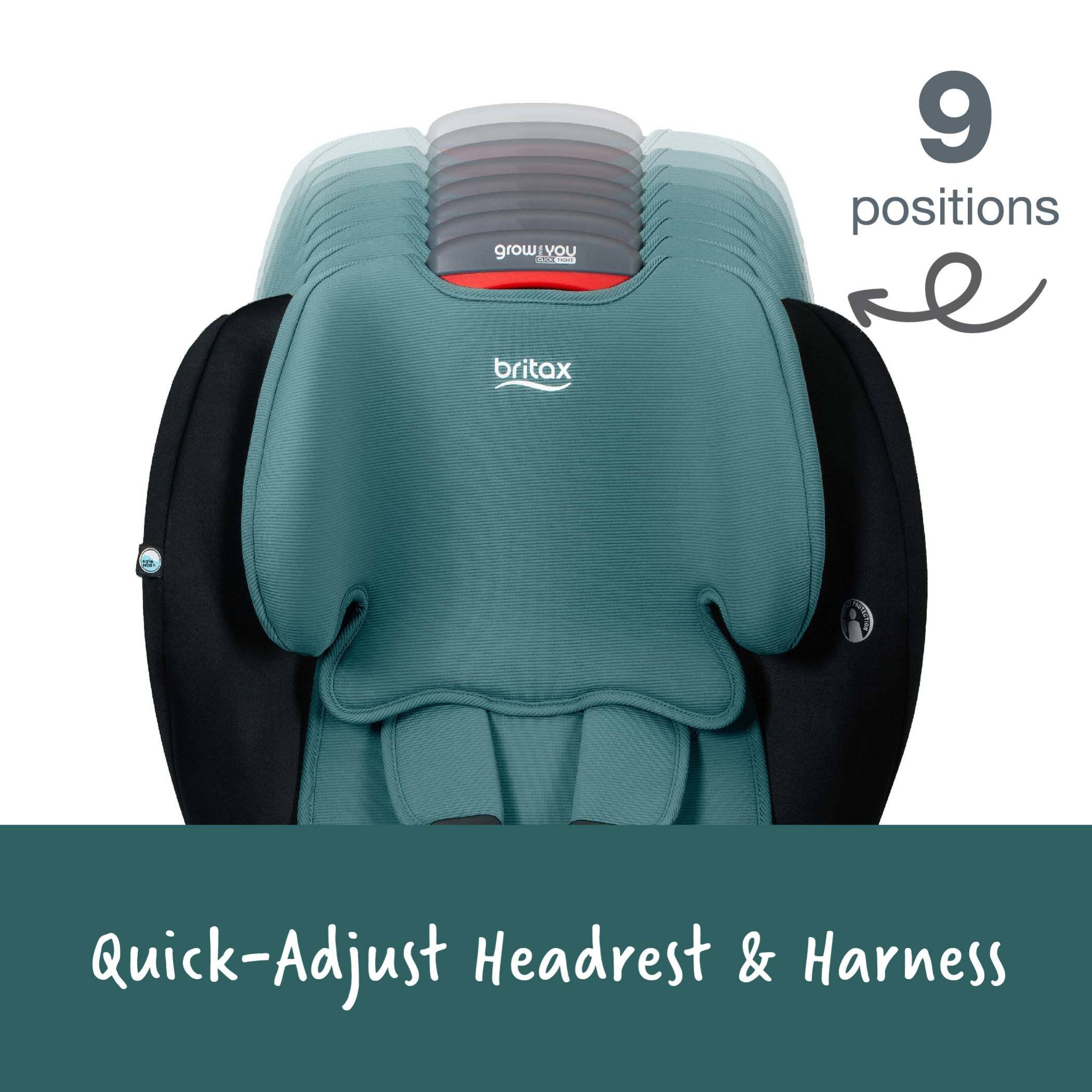 9 Position Quick-Adjust headrest on Green Contour