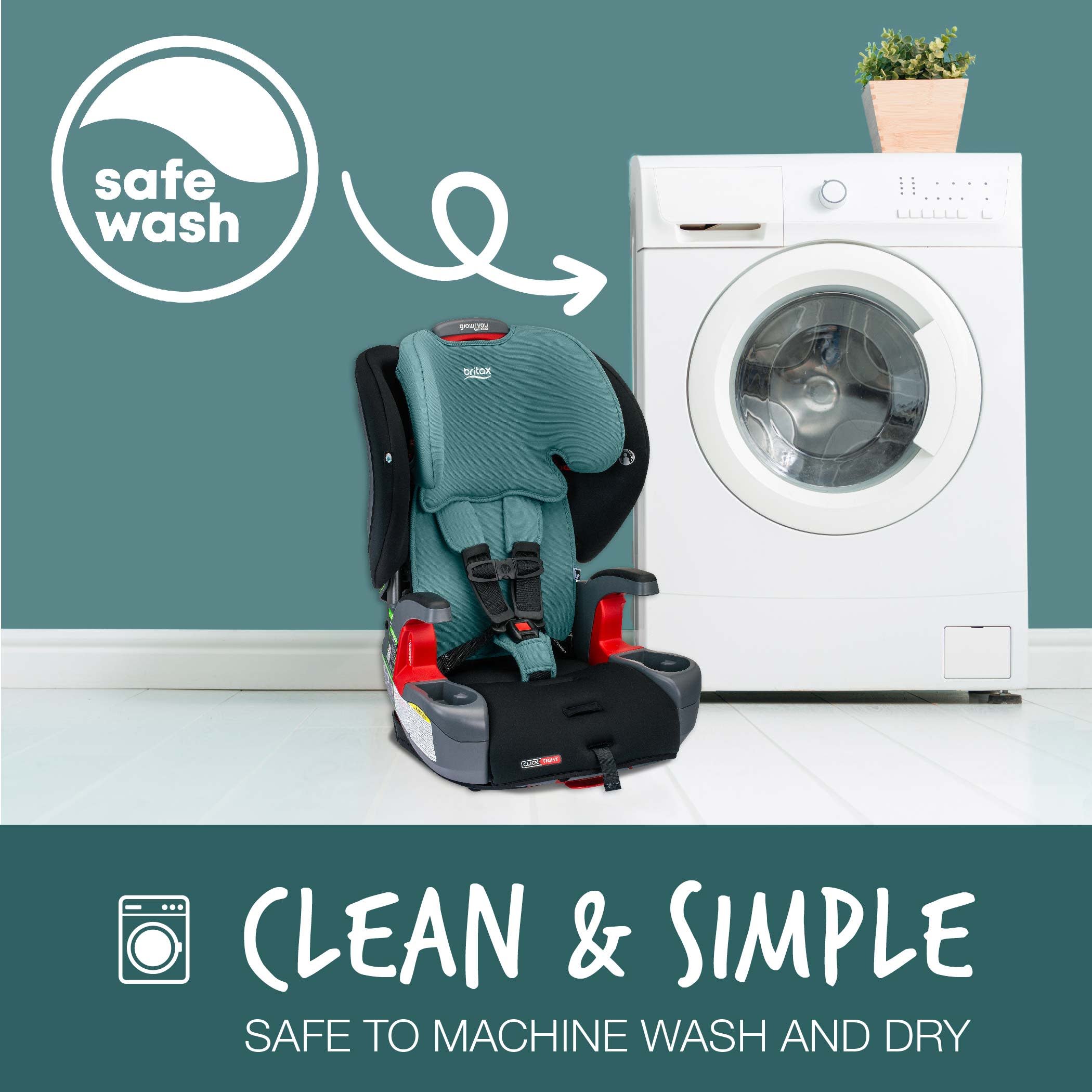 Green Contour Grow With You ClickTight Car Seat next to a washing machine