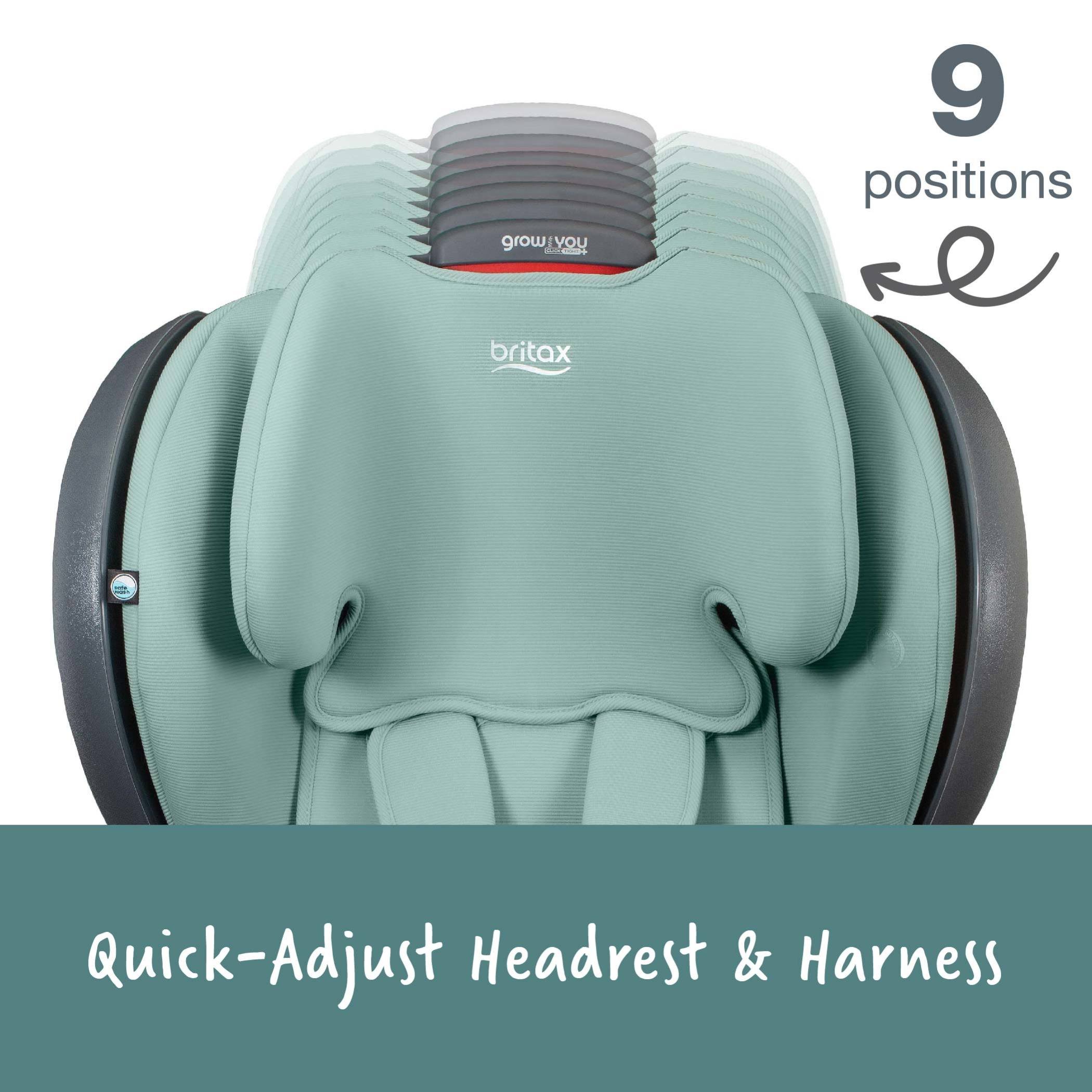 9 Position quick-adjust headrest shown on a green ombre grow with you clicktight+ (Copy)