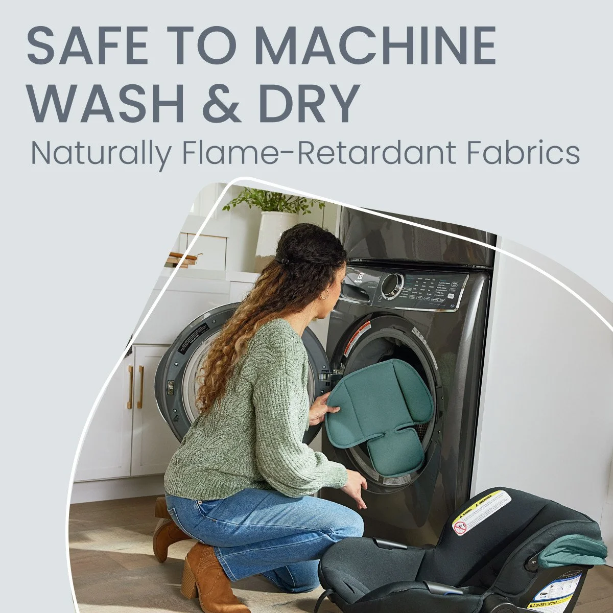 Safe to machine wash and dry. Naturally flame-retardant fabrics.