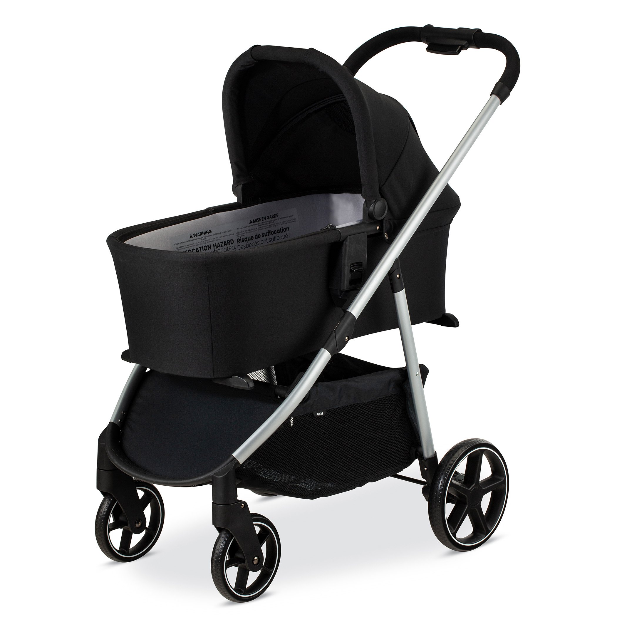 Grover Stroller with Bassinet open and attached