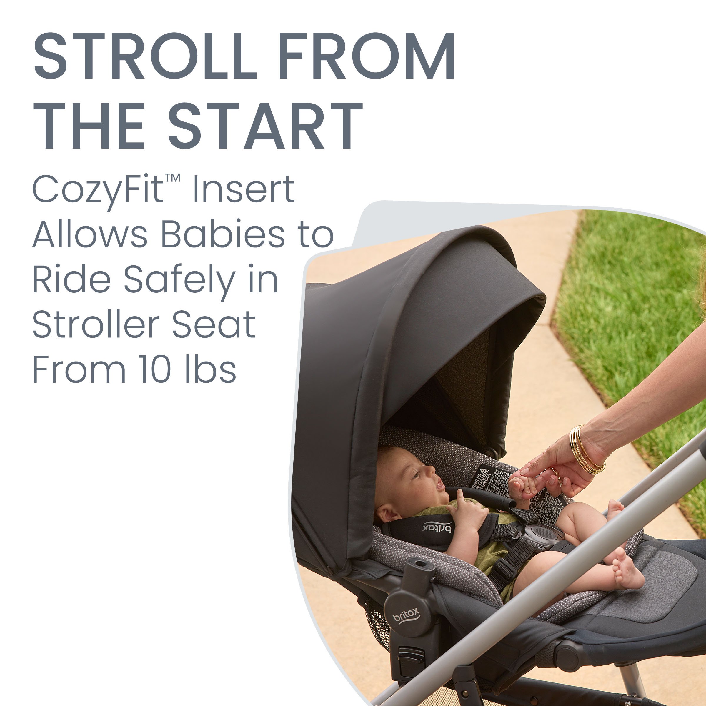 10 lb baby in stroller using cozyFit Insert