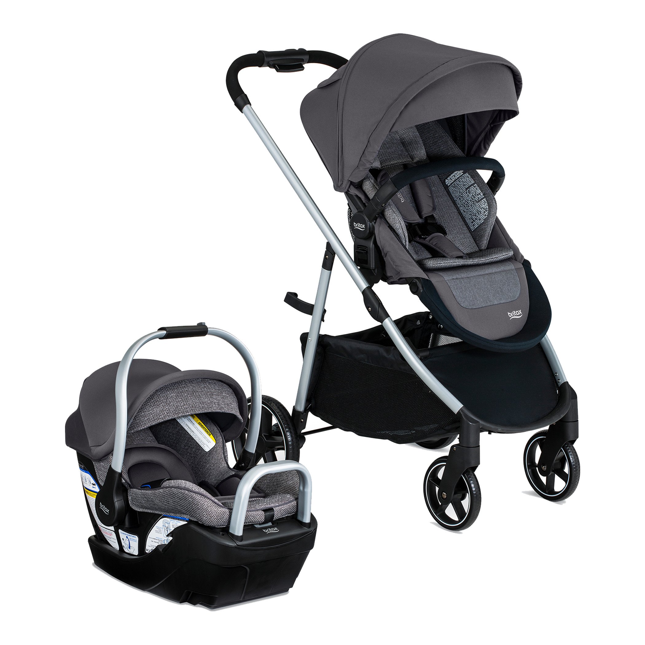 Pindot Stone Willow SC Infant Car Seat and Grove Stroller Right Facing 