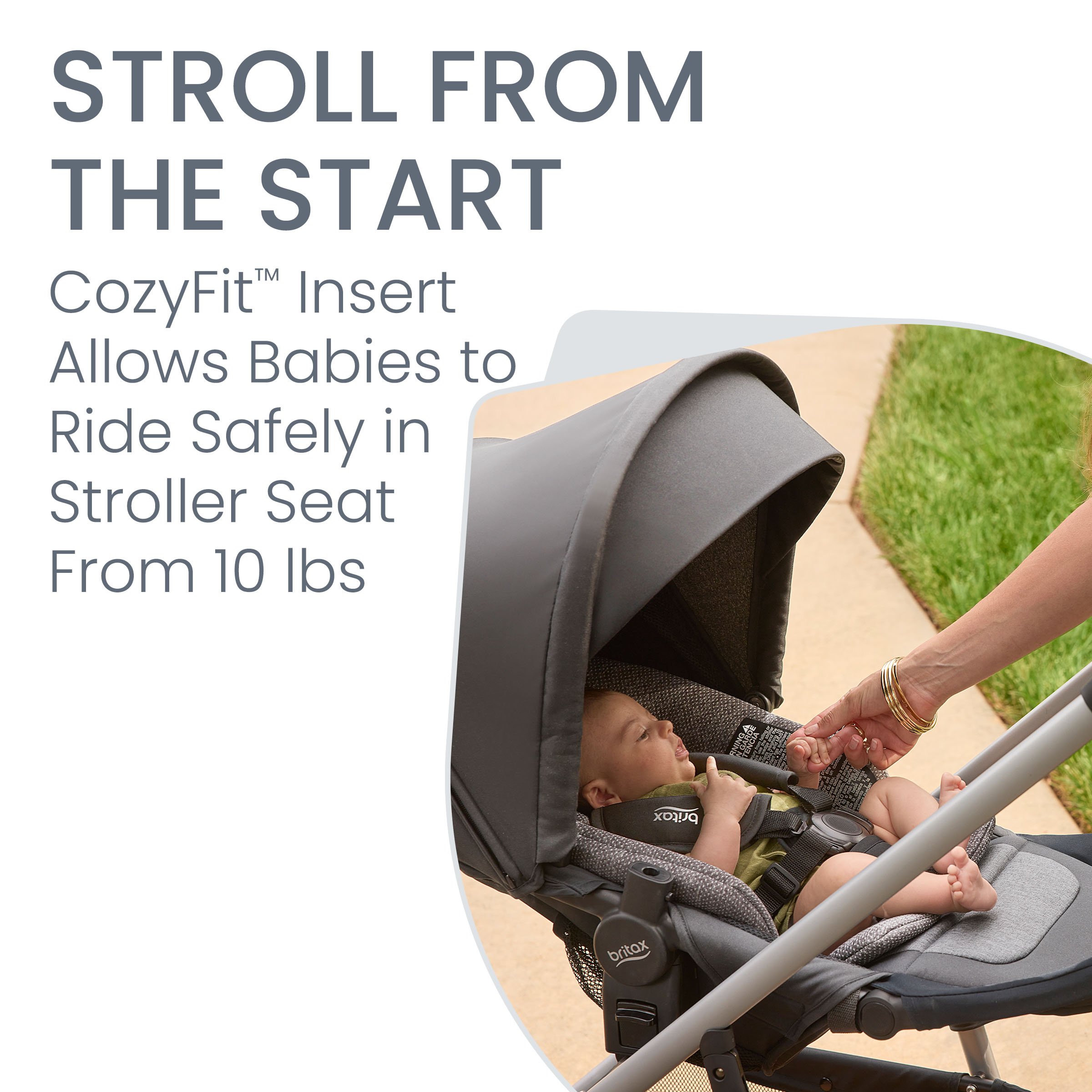 10 lb baby in Pindot Stone Grove stroller using cozyFit Insert