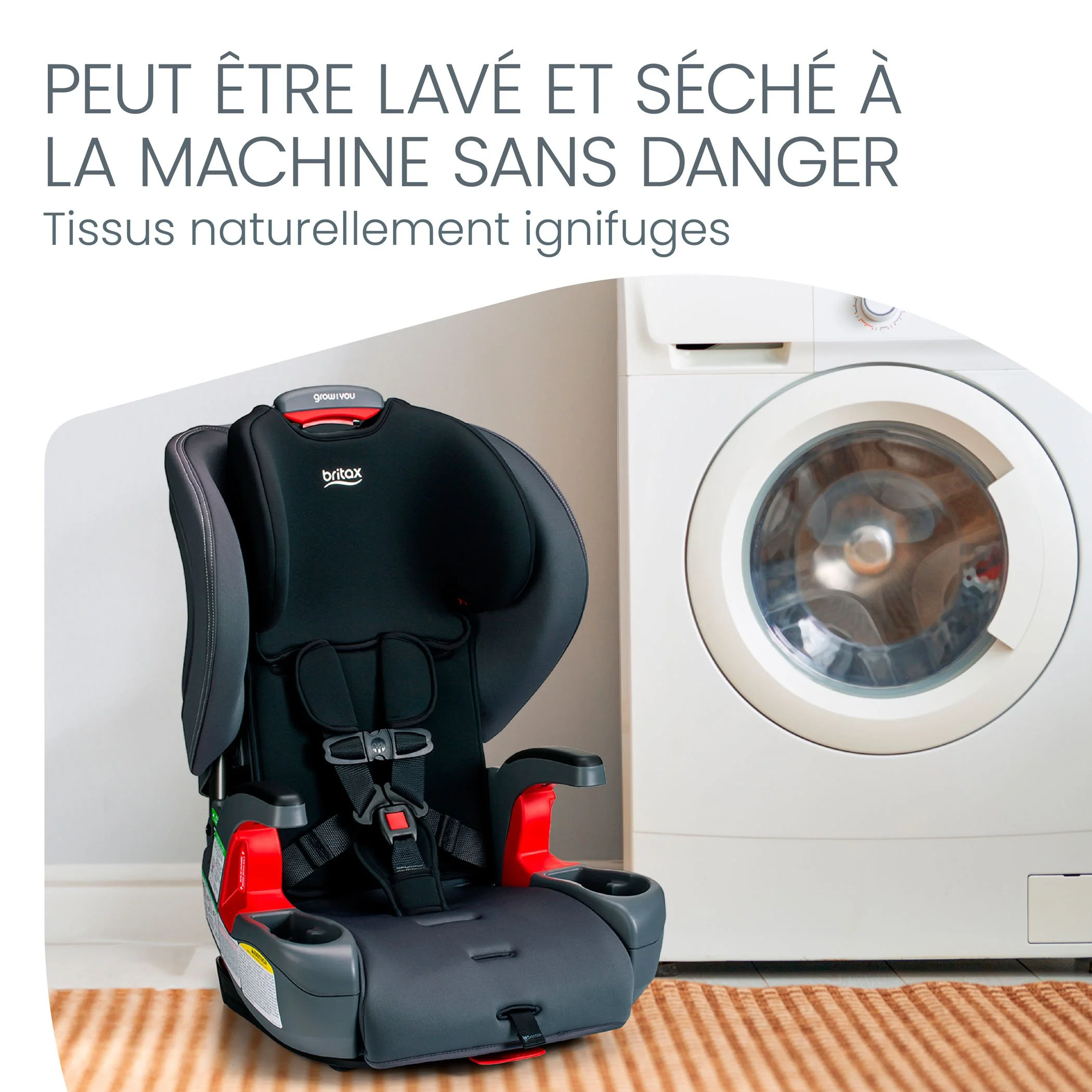 Peut être lavé et séché à la machine sans danger tissus naturellement ignifuges