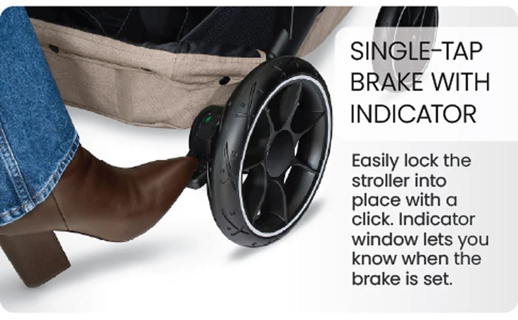 single-tap brake with indicator window