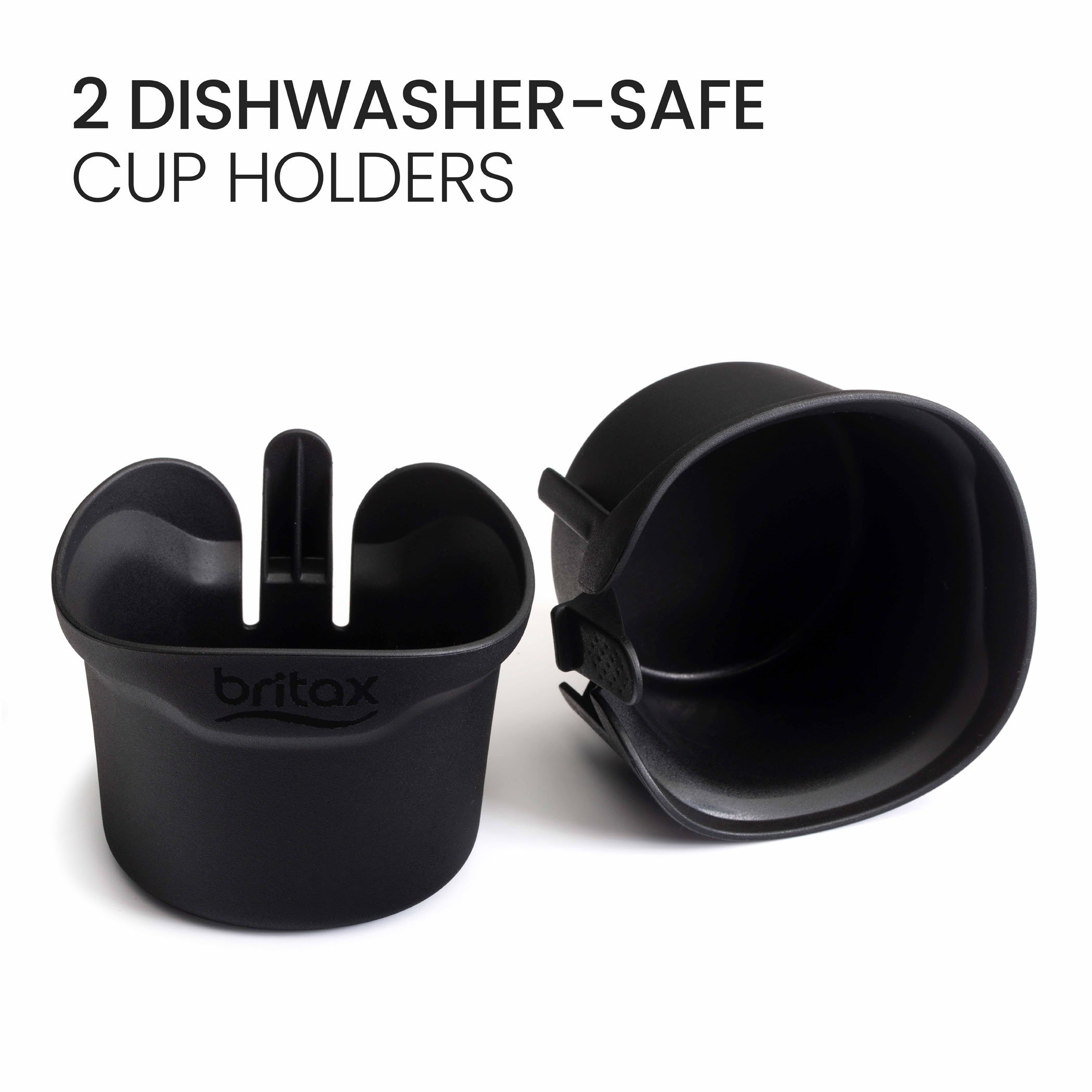 Two dishwasher-safe cup holders. 