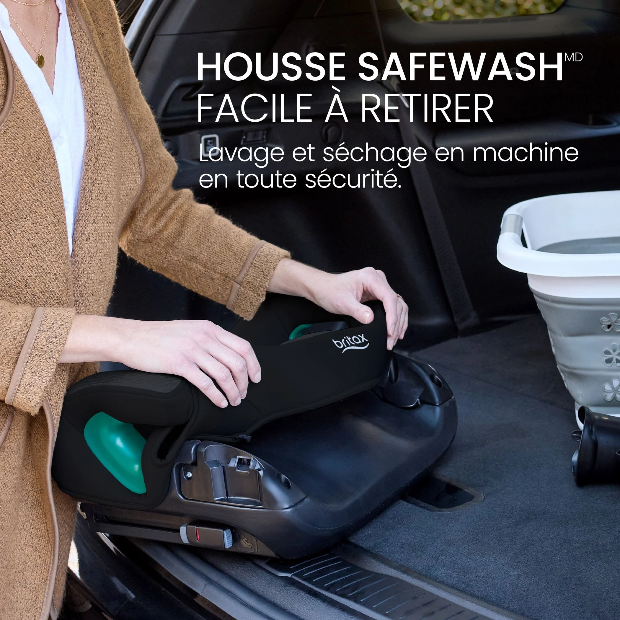 Housse SafeWash facile à retirer. Lavage et séchage en machine en toute sécurité. 