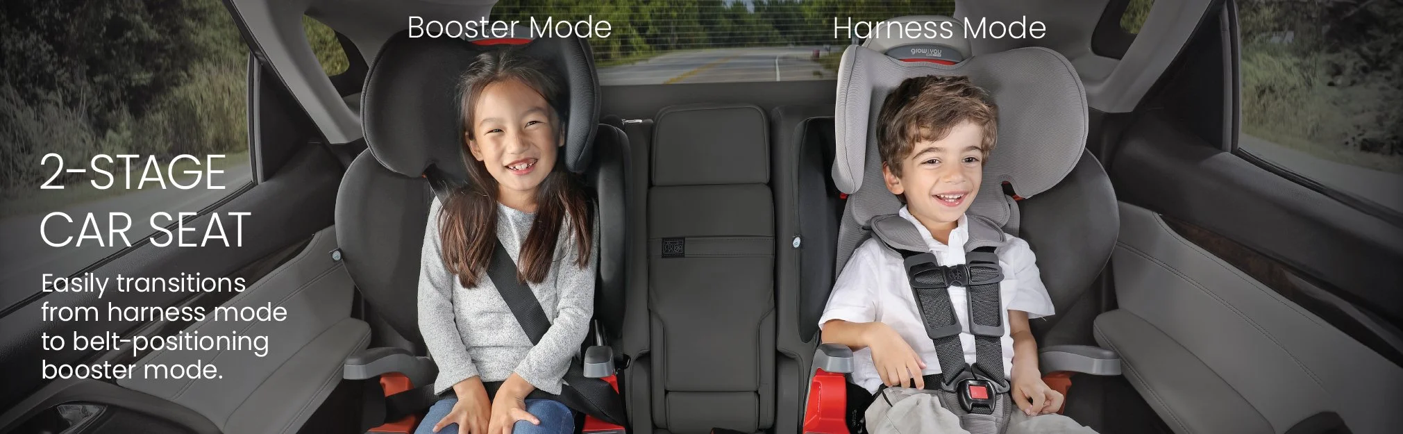 2-Stage Car Seat Easily transitions from harness mode to belt-positioning booster mode.
