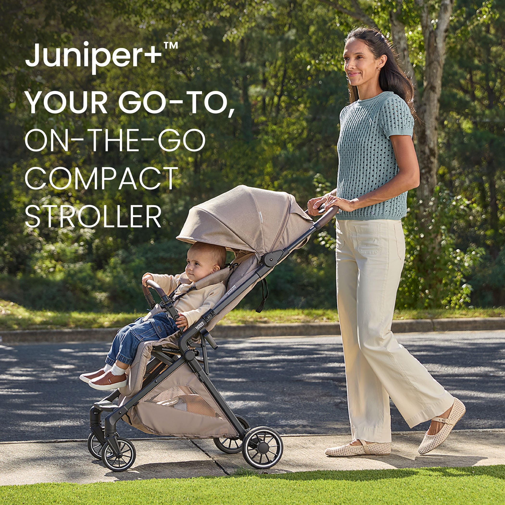 Juniper+. Your go-to, on-the-go stroller.  