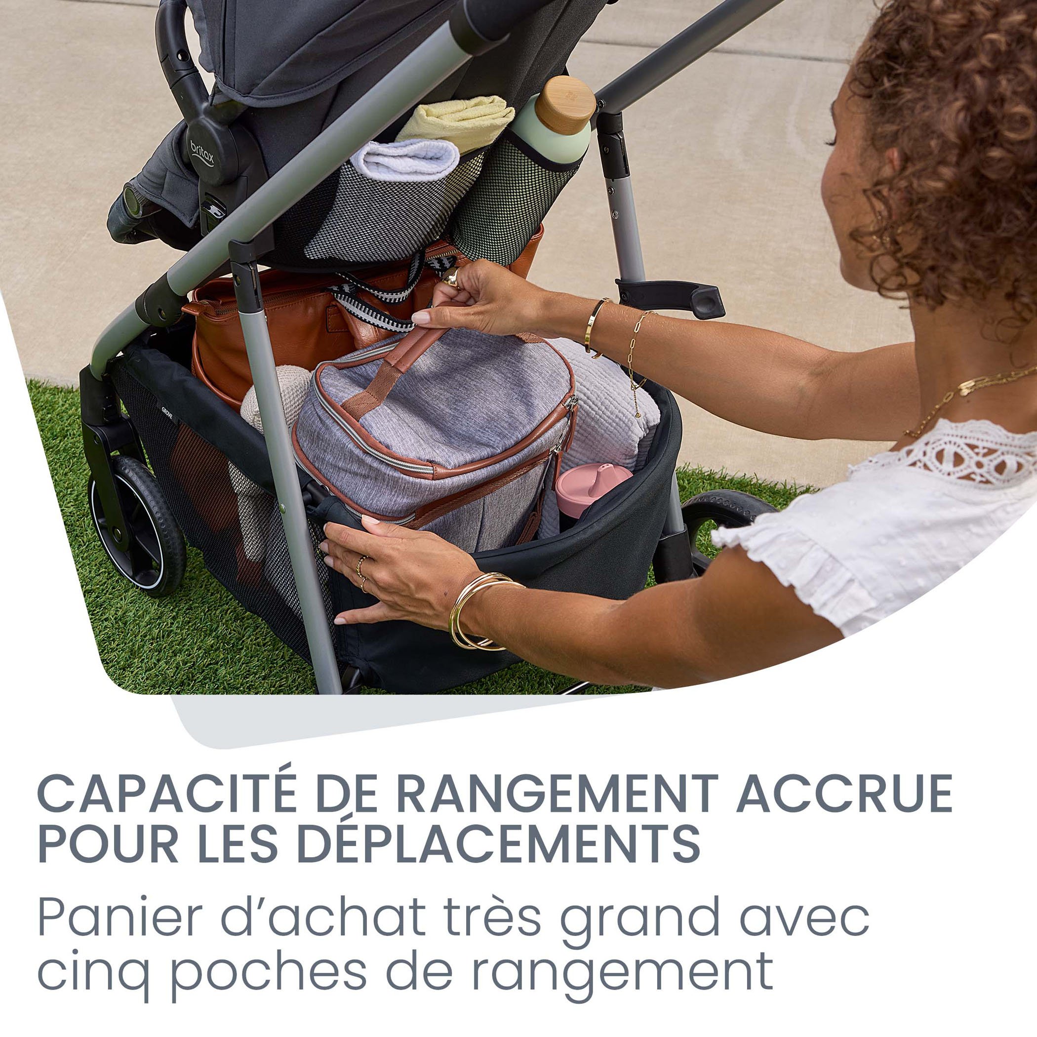 Panier d'achat très grand avec cinq poches de rangement