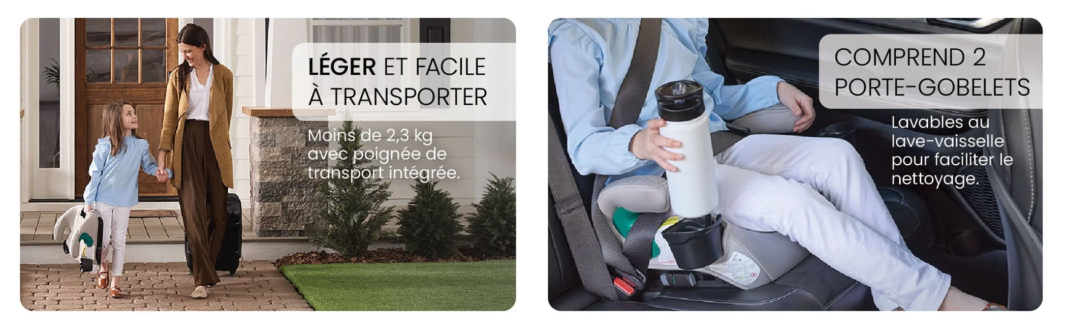 Léger et facile à transporter. Comprend 2 porte-gobelets.