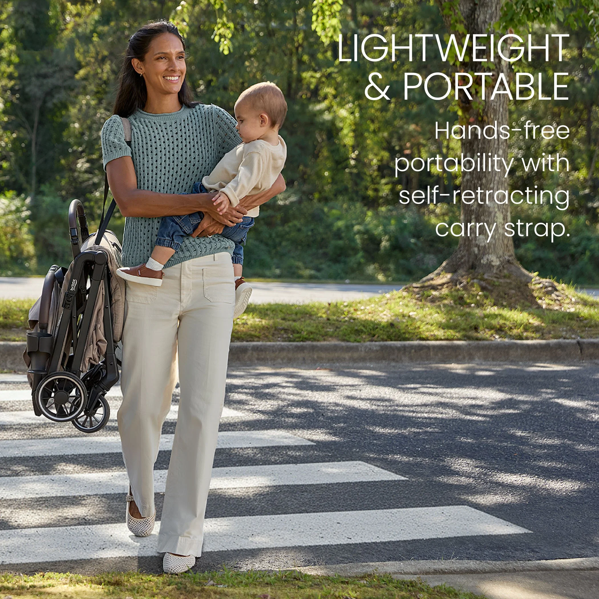 Lightweight and portable. Hands-free portability with self-retracting carry strap.  