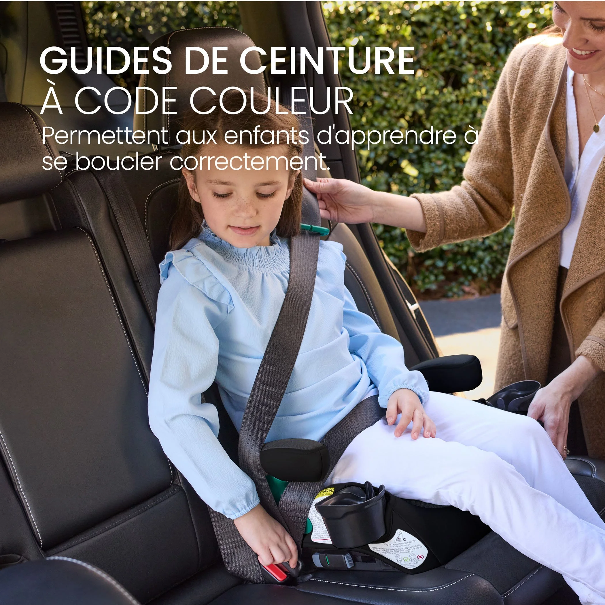 Guides de ceinture à code couleur. Permettent aux enfants d'apprendre à se boucler correctement. 