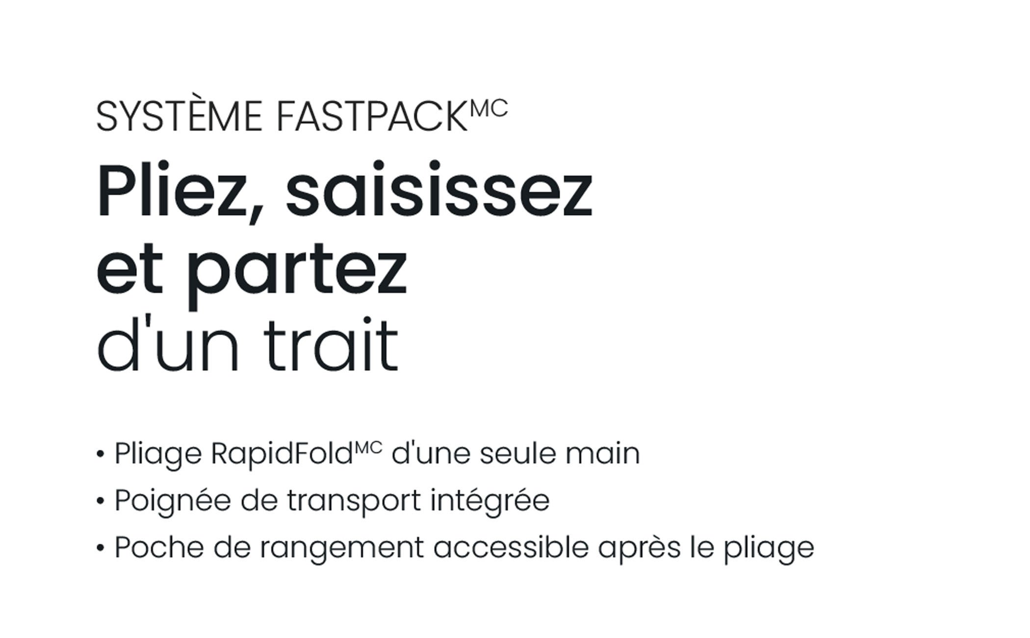 Système fastpack. Pliez, saisissez et partez d'un trait.