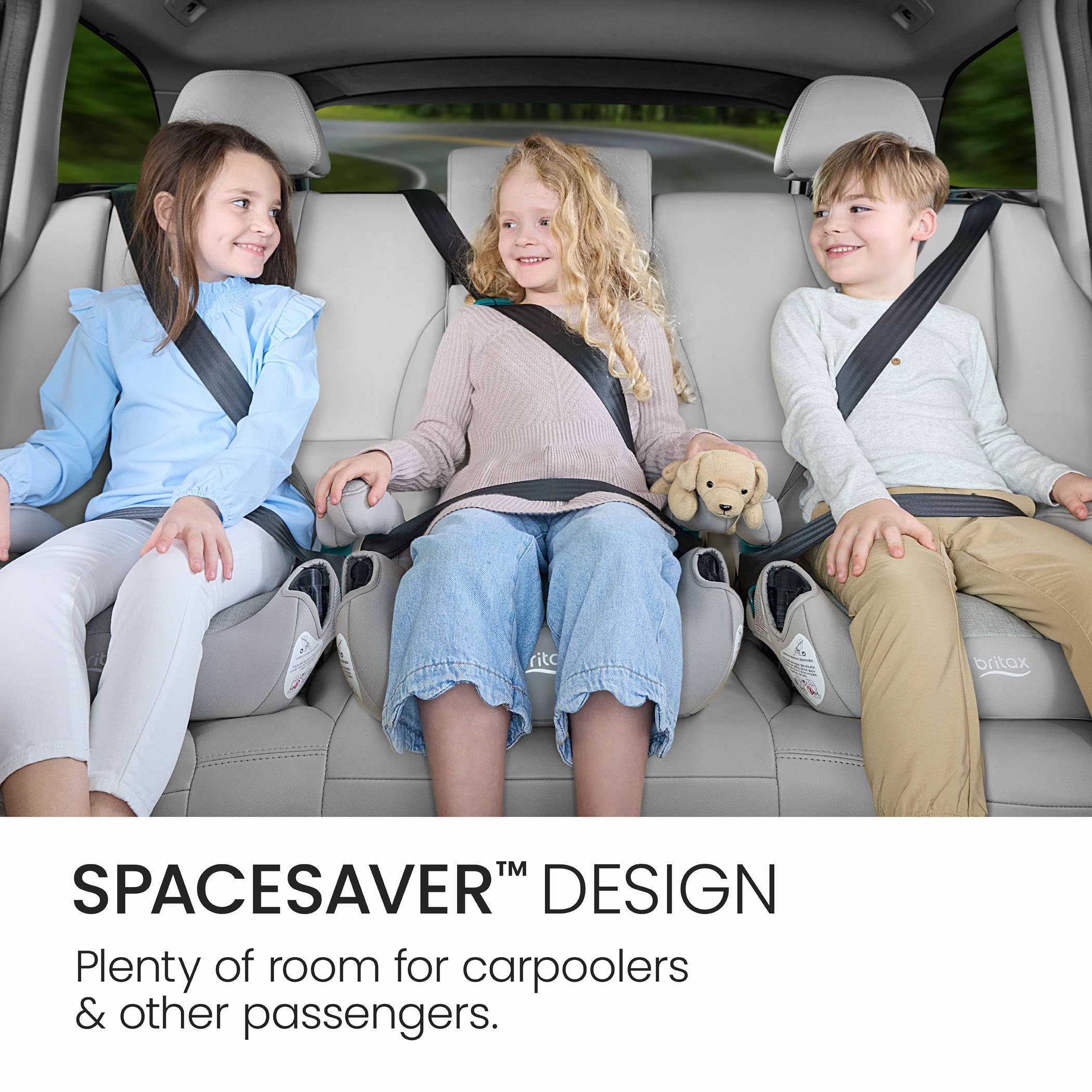 SpaceSaver design. Plenty of room for carpoolers and other passengers. 
