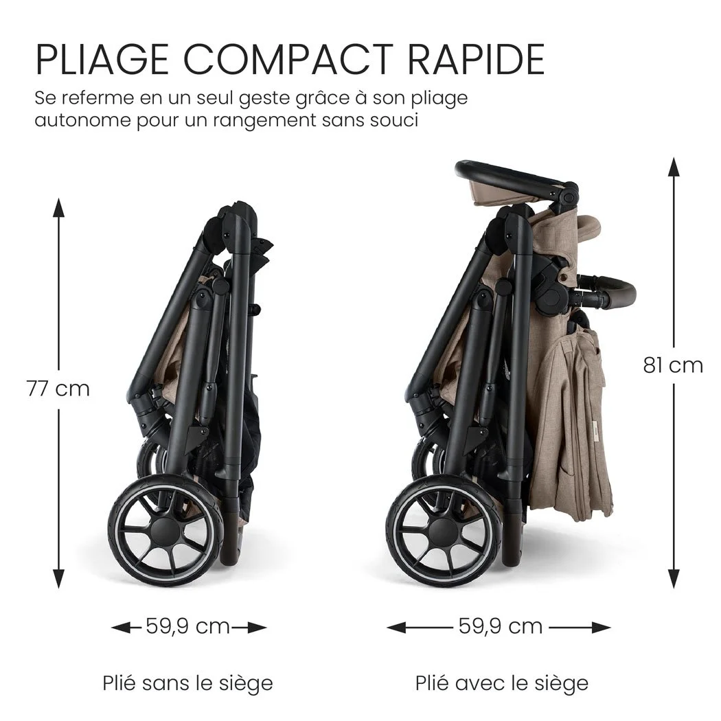 Pliage rapide et compact. Se ferme en une étape, tient debout pour un rangement facile. 