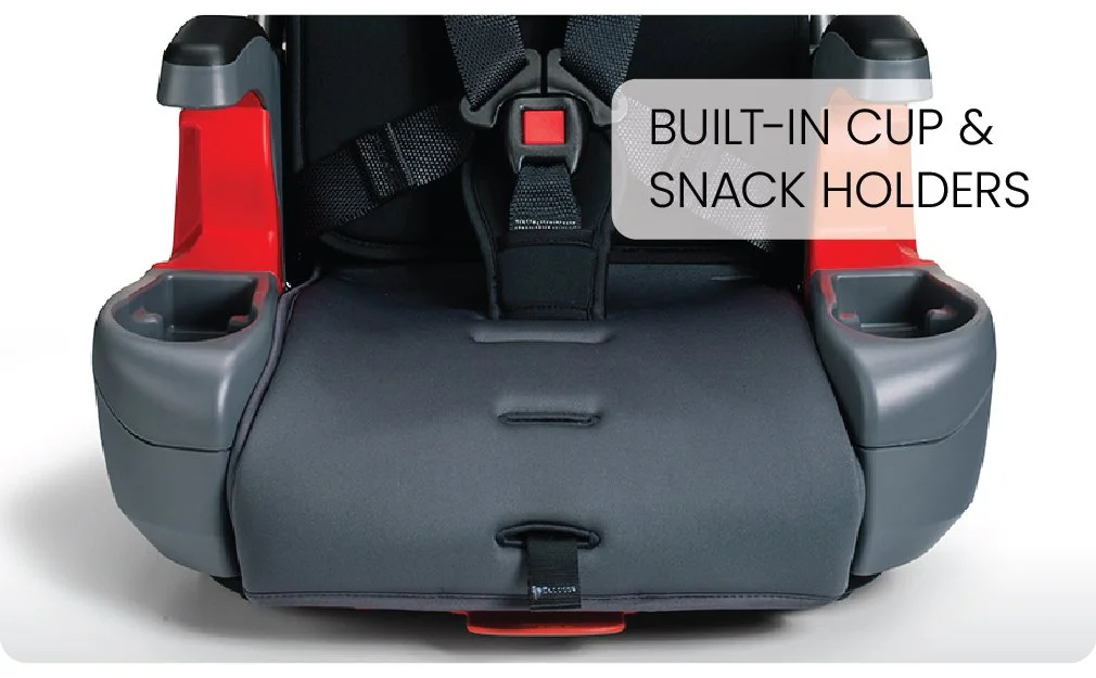 Built-in cup and snack holders