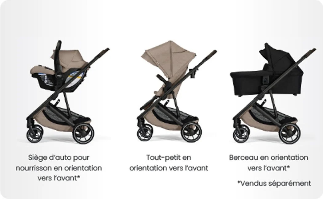 Siège d’auto et nacelle vendus séparément.