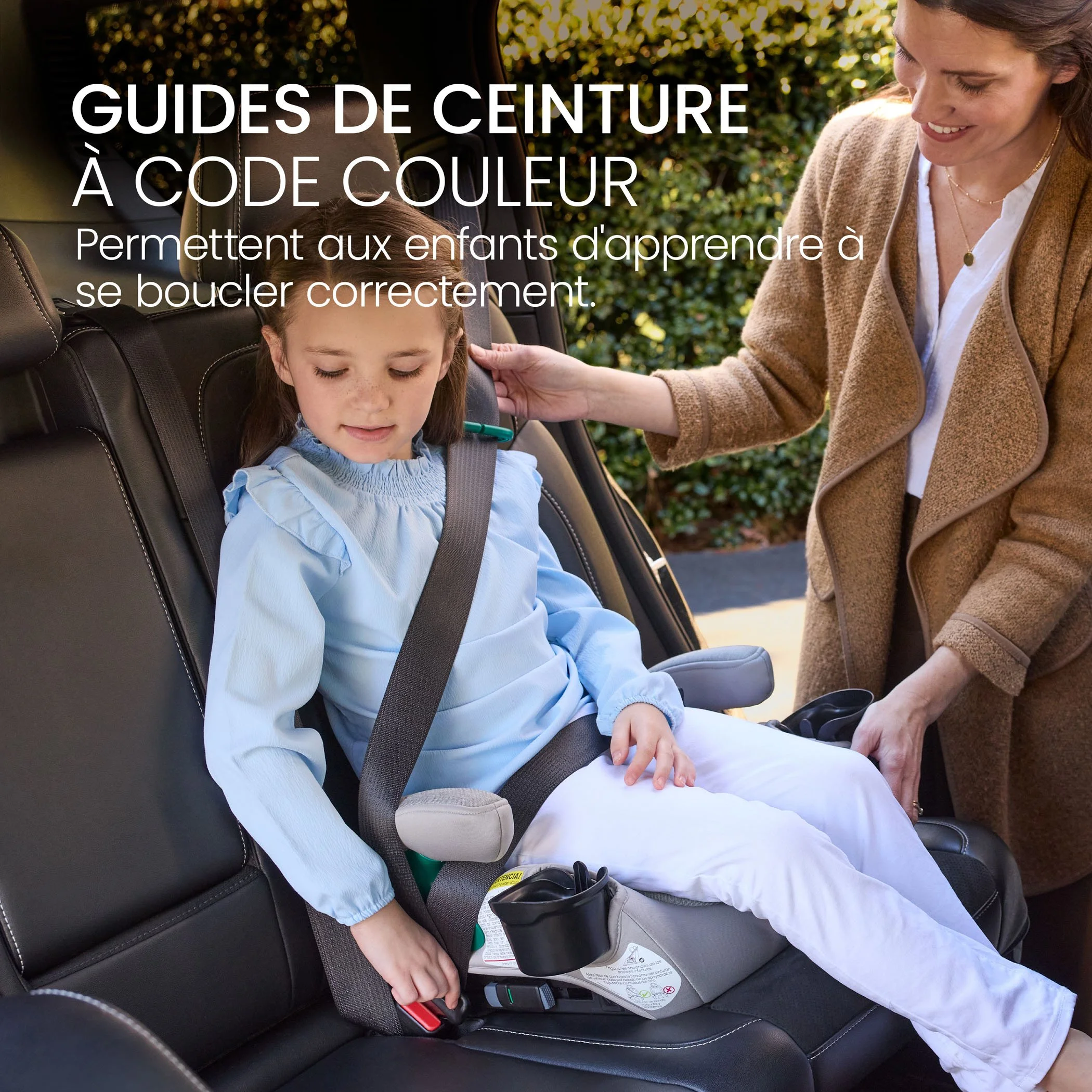 Guides de ceinture à code couleur. Permettent aux enfants d'apprendre à se boucler correctement. 