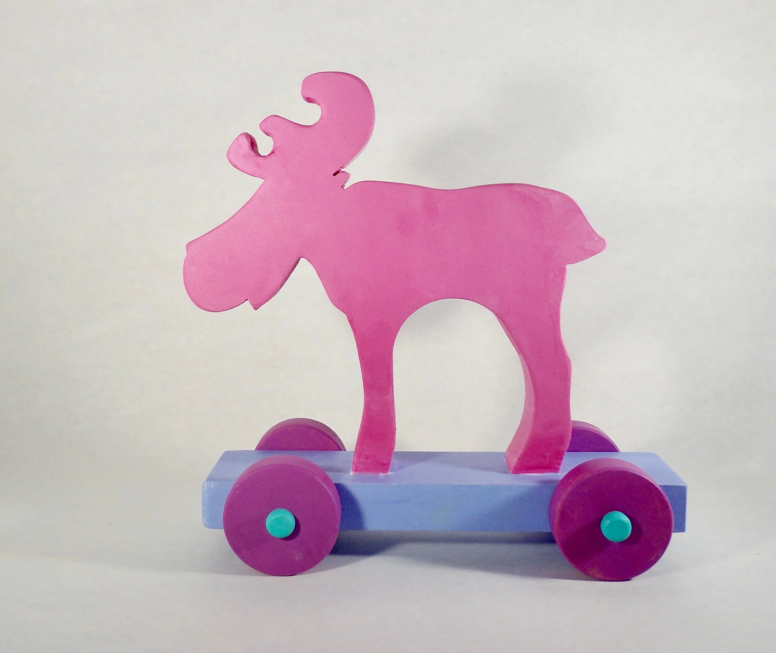 Pink moose pull toy